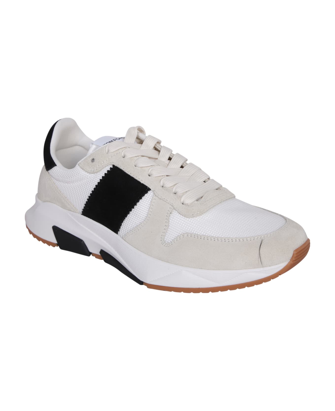 Tom Ford Leather And Fabric Low-top Sneakers - White