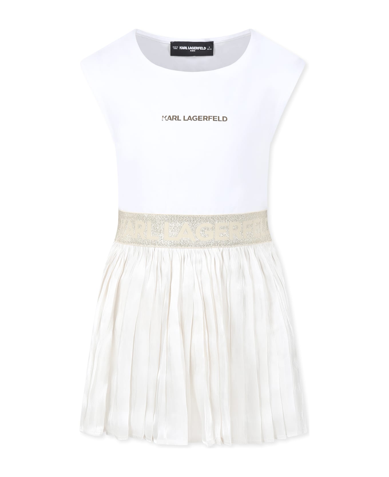 Karl Lagerfeld Kids White Dress For Girl With Logo - White
