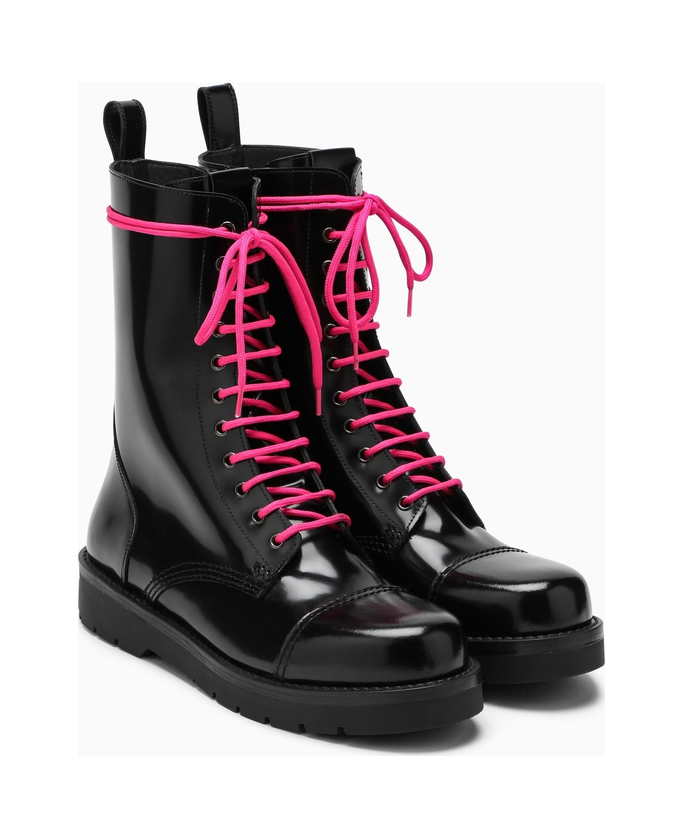Valentino Garavani Black Leather Combact Boot - Nero