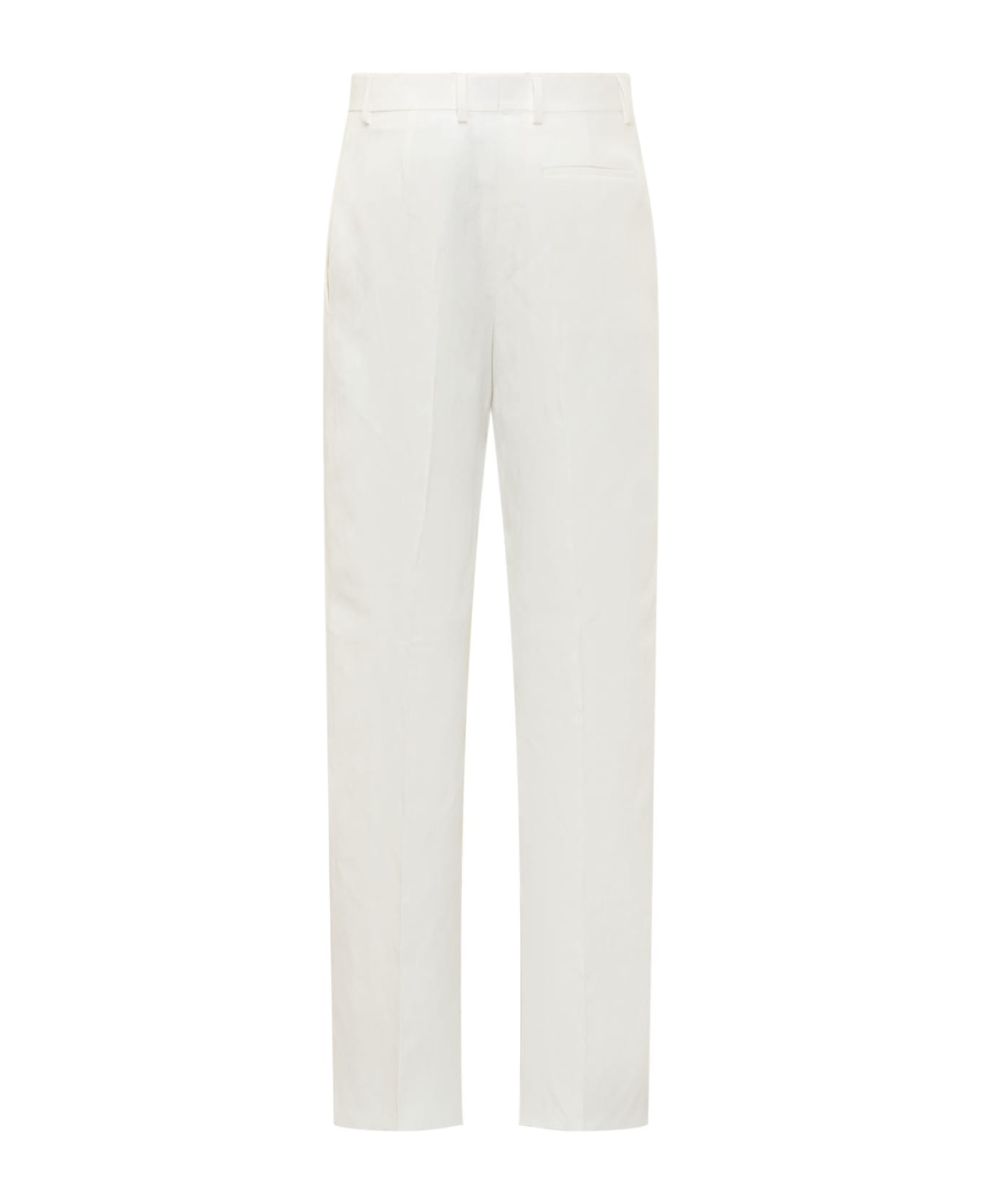 Ferragamo Silk And Viscose Blend Trousers - WHITE