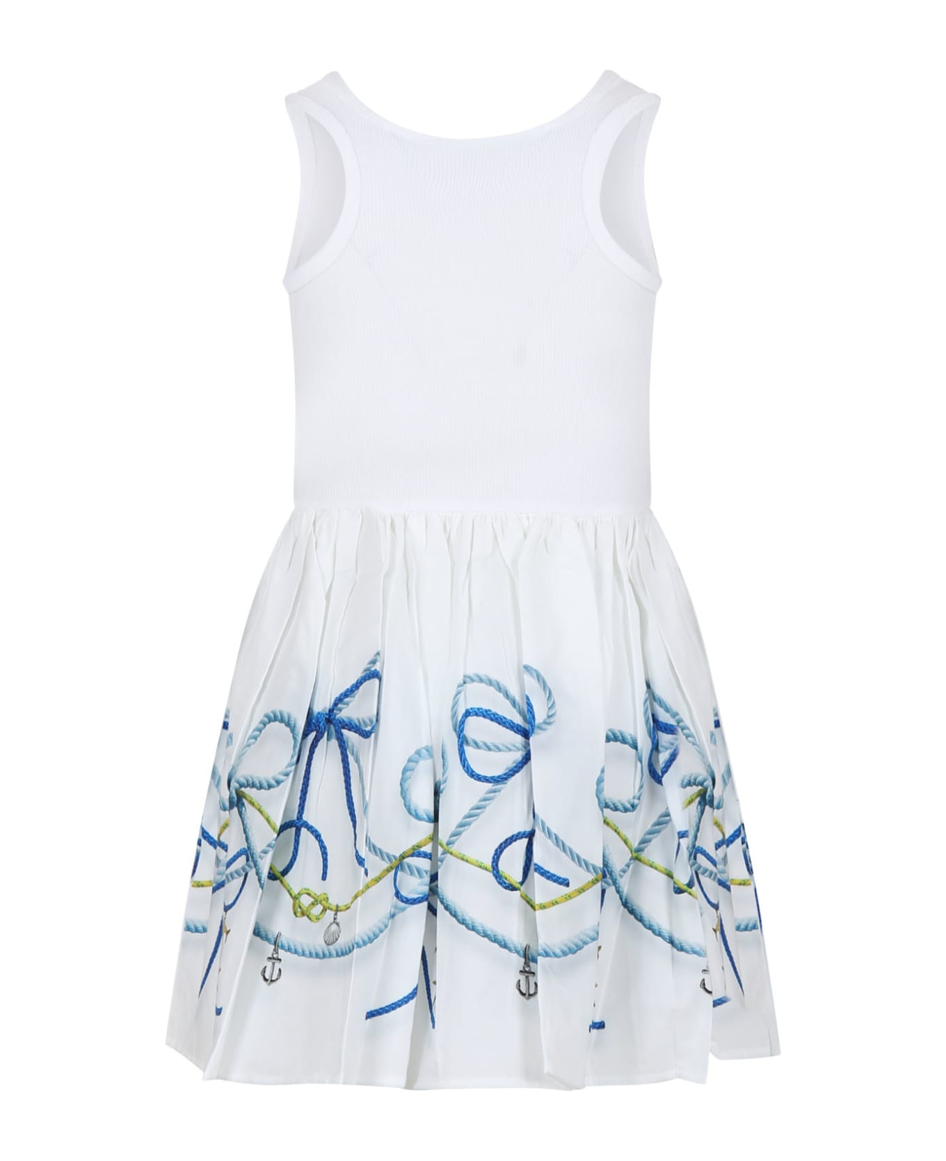 Molo White Dress For Girl With Bows Print - White