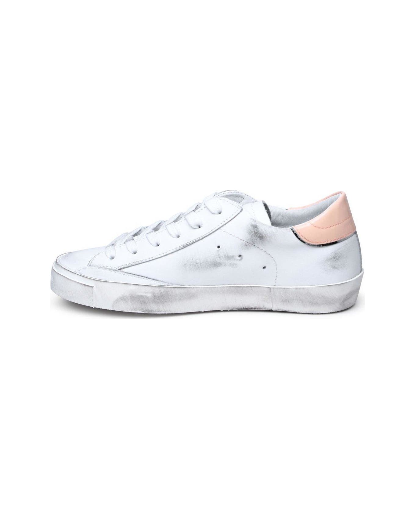 Philippe Model Logo Patch Low-top Sneakers - WHITE/PINK
