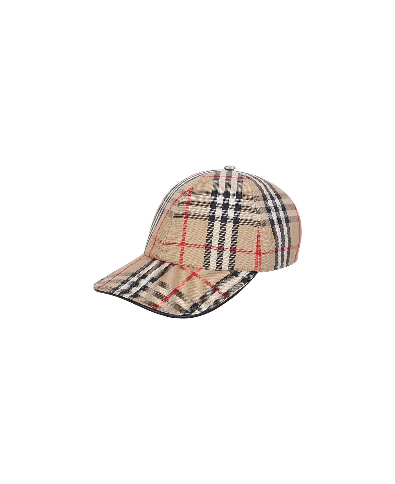 Burberry Check Pattern Baseball Cap - Brown