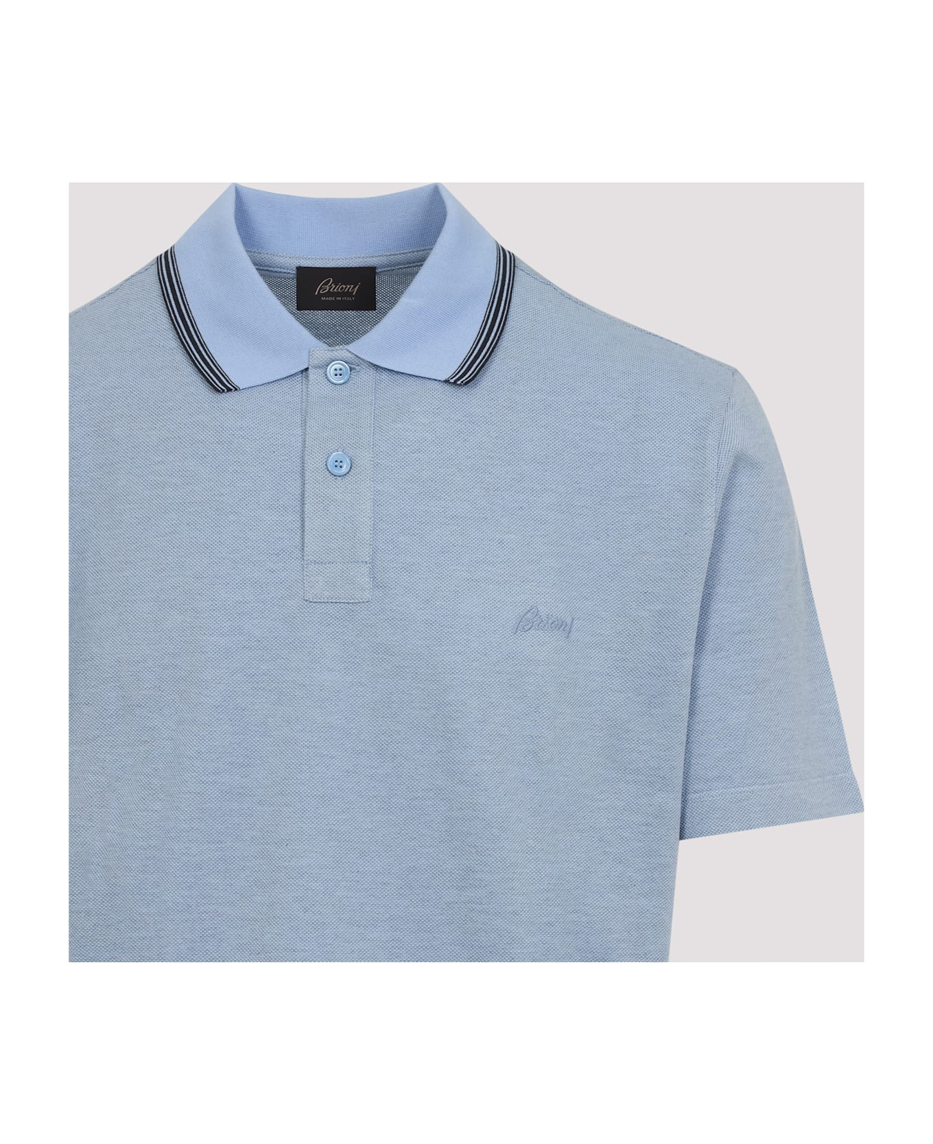 Brioni Cotton Polo - Lead Sky Blue