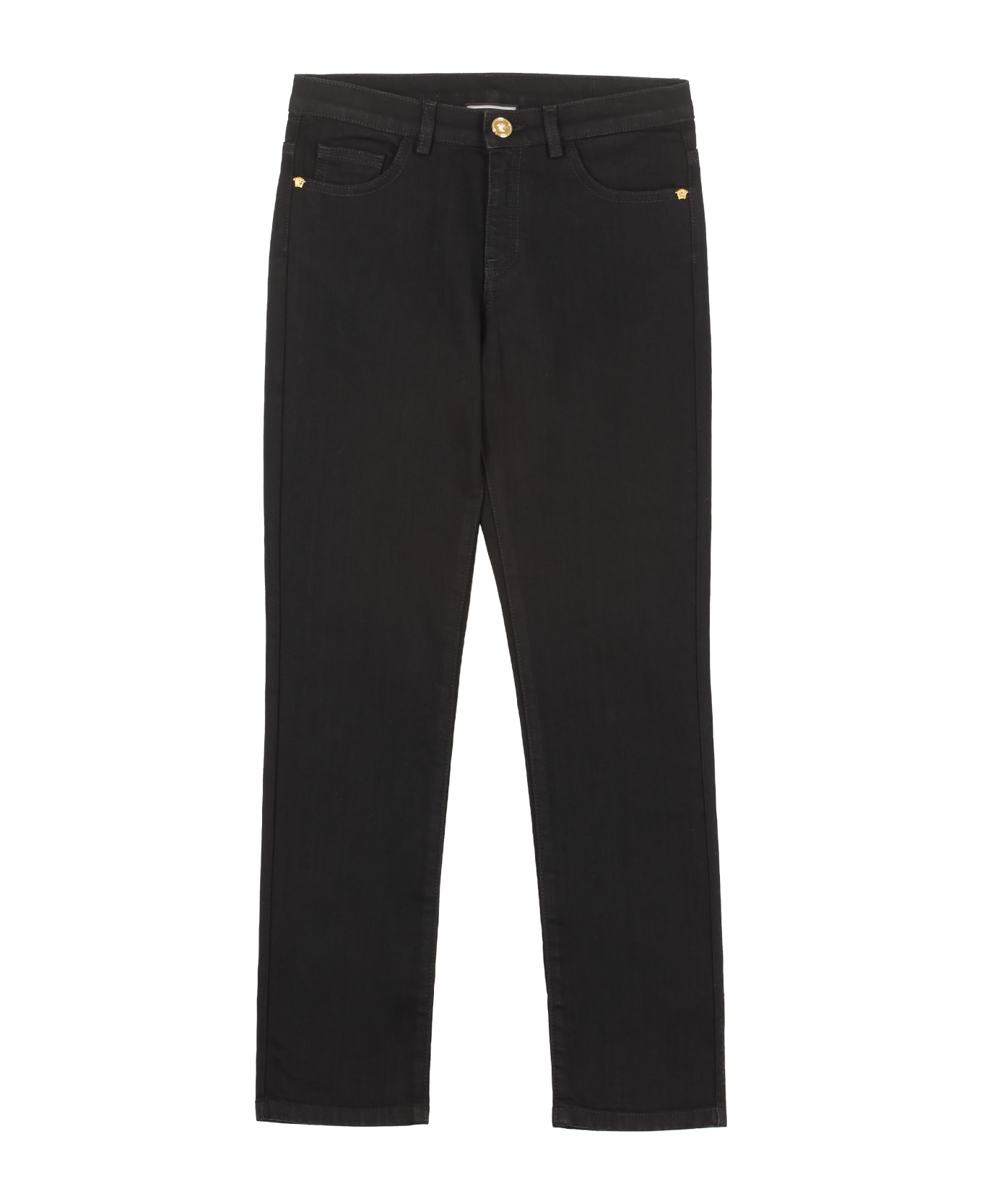 Young Versace Stretch Cotton Jeans - black ボトムス