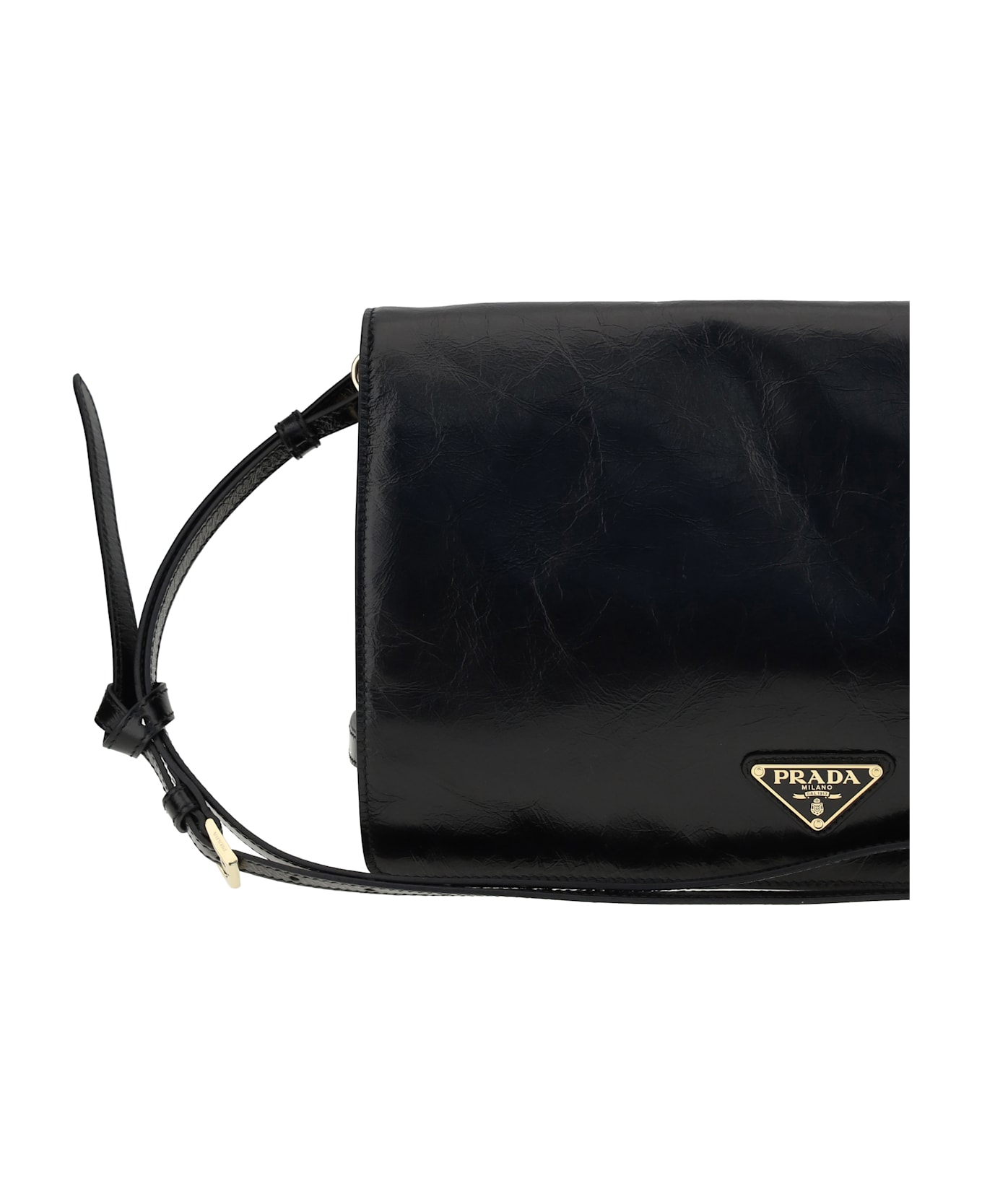 Prada Crinkled Leather Shoulder Bag