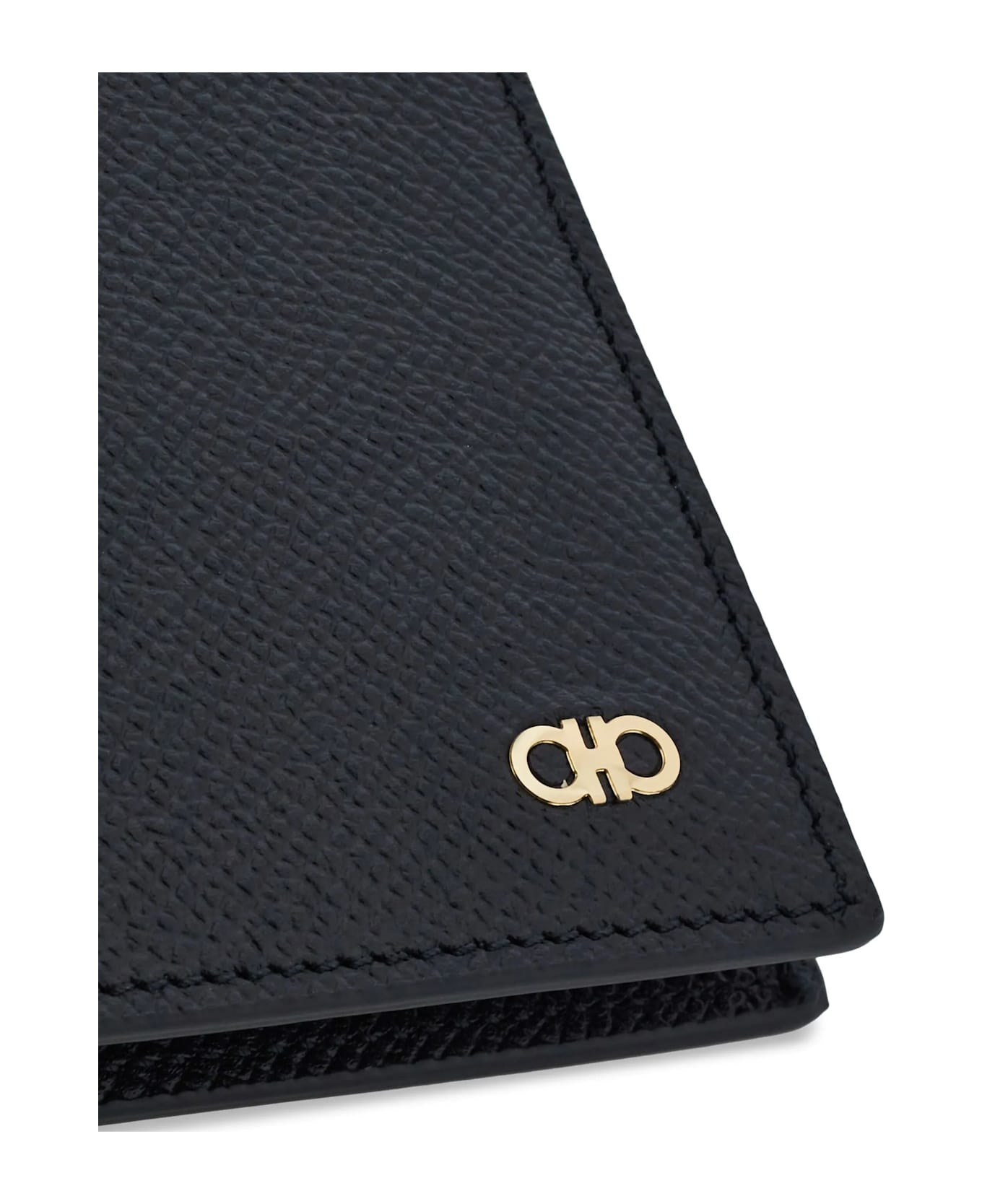 Ferragamo Gancini Bi-fold Leather Wallet - BLACK