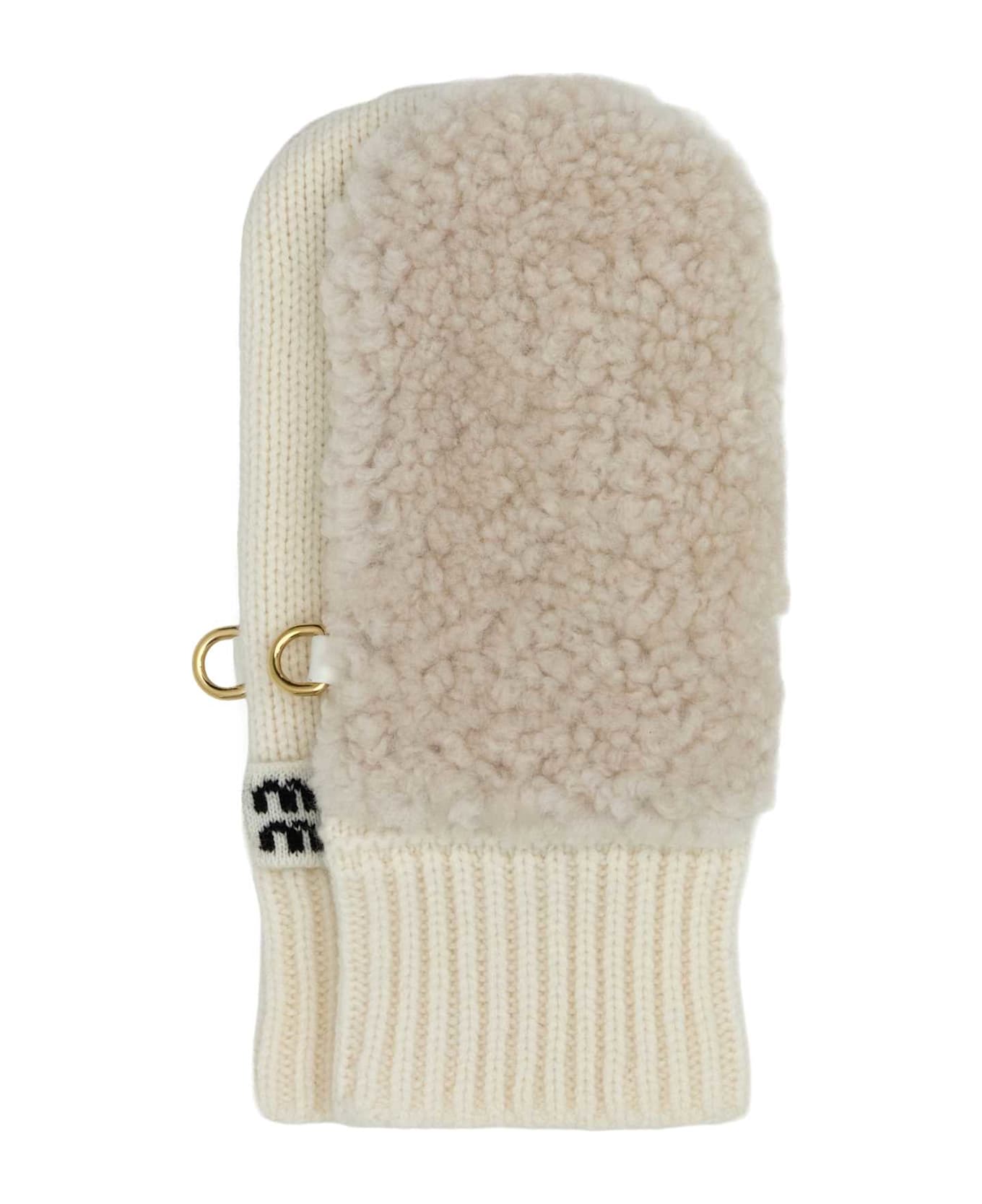 Miu Miu White Wool Blend Gloves - BIANCO