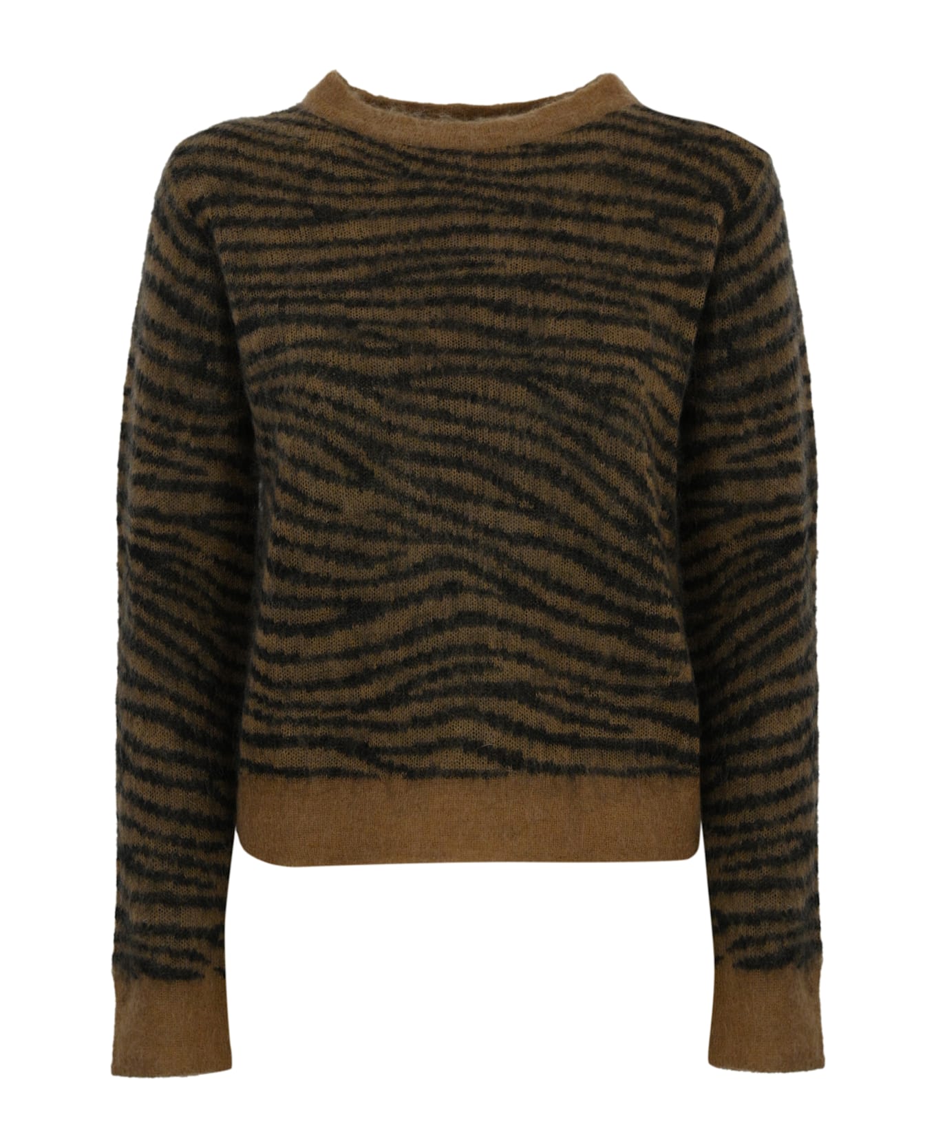 Max Mara Studio 'abadan' Mohair Sweater - NERO-CAMMELLO