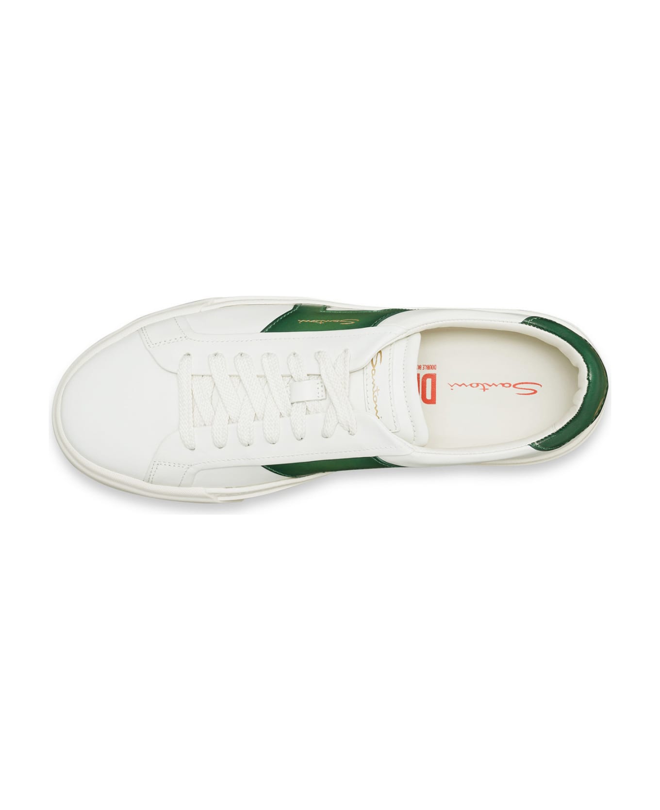 Santoni White Green Leather Sneaker - BIANCO VERDE