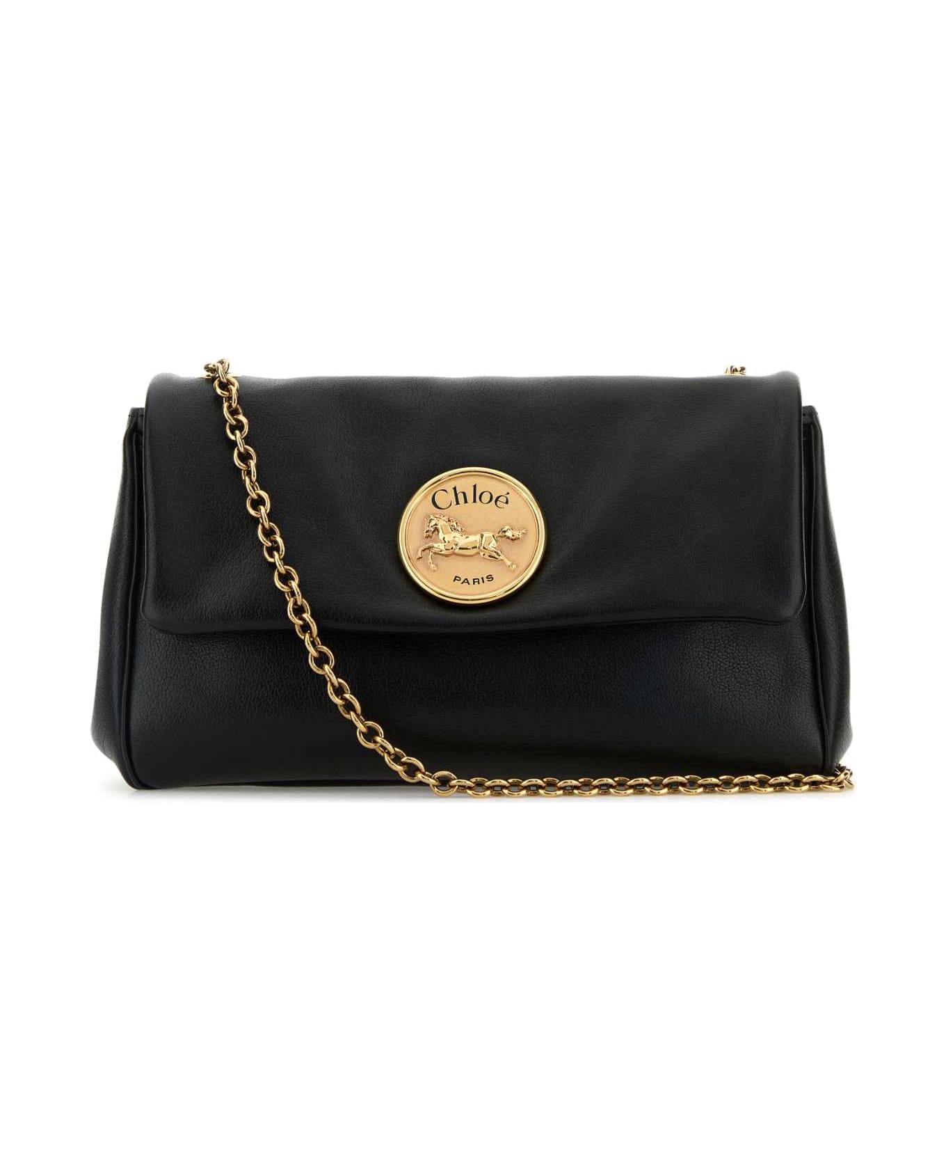 Chloé Black Leather Heritage Shoulder Bag - BLACK
