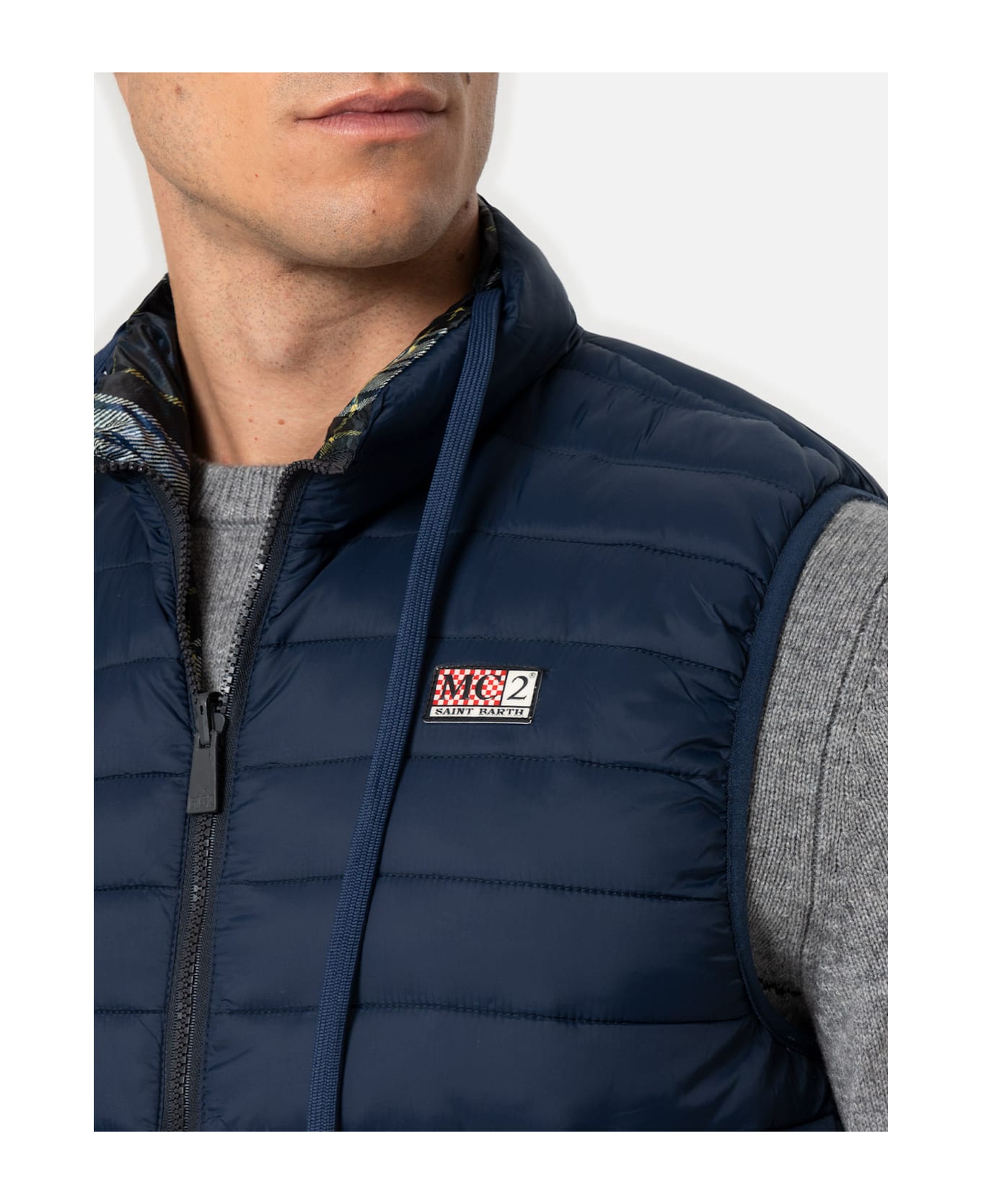 MC2 Saint Barth Man Navy Blue Padded Vest Aspen