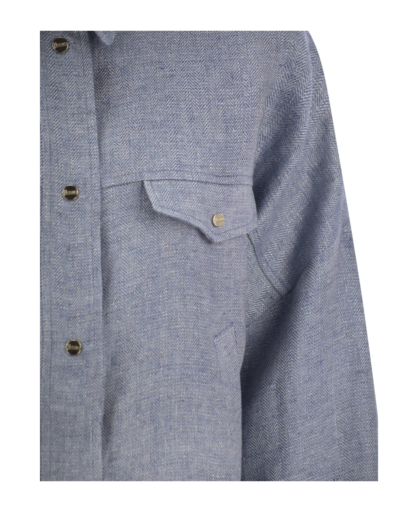 Herno Linen Shirt-cut Jacket - Light Blue シャツ