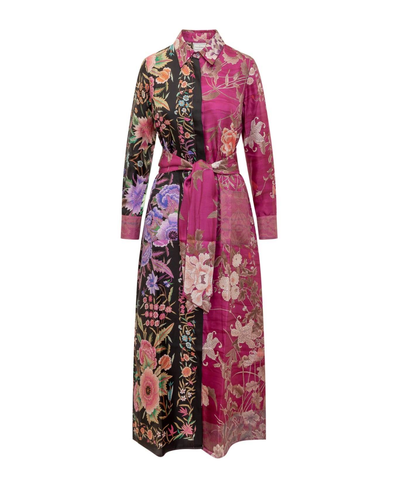 Pierre-Louis Mascia Silk Dress With Floral Pattern - BORDEAUX MULTI