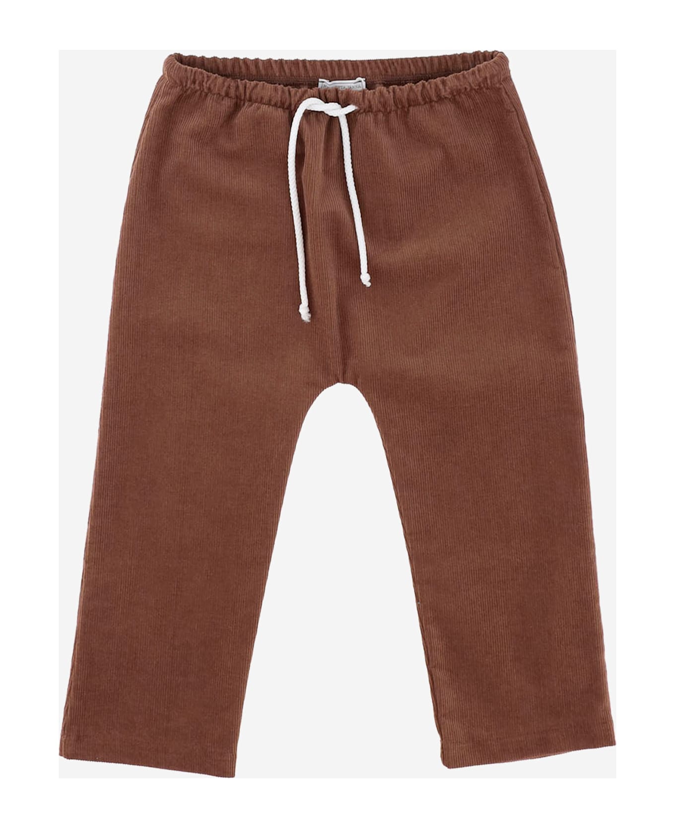 Nicoletta Fanna Cotton Ribbed Trousers - Brown
