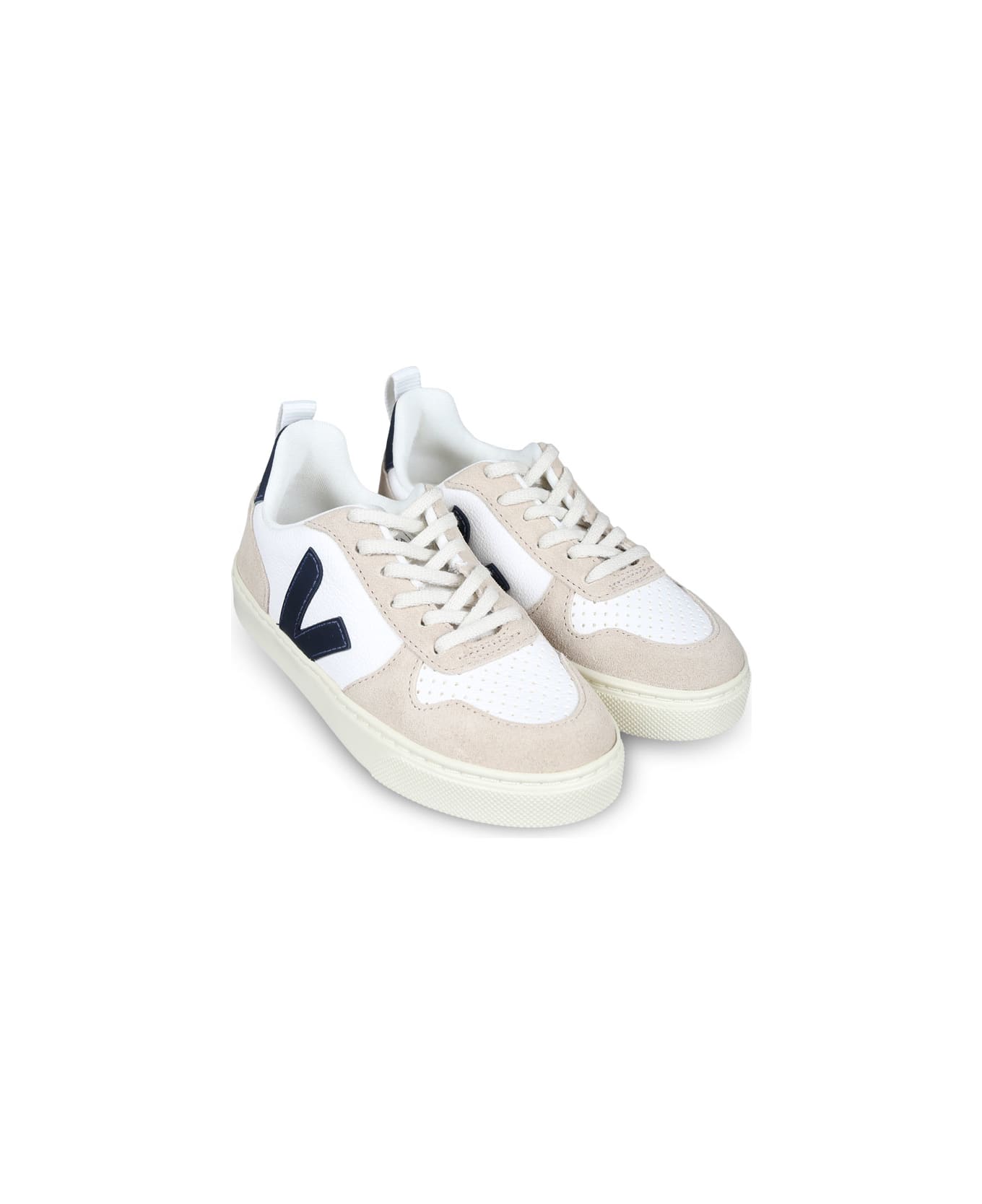 Veja Ivory Sneakers For Kids With Logo - Ivory