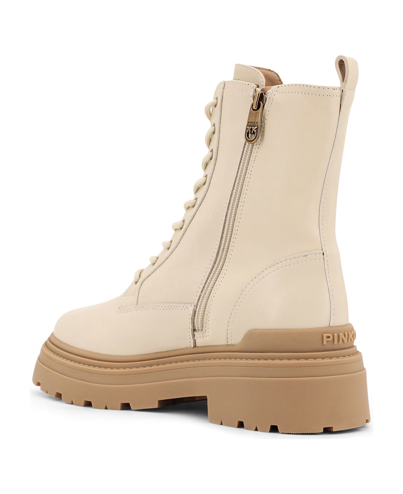 Pinko Mia 11 Leather Ankle Boots - Cream