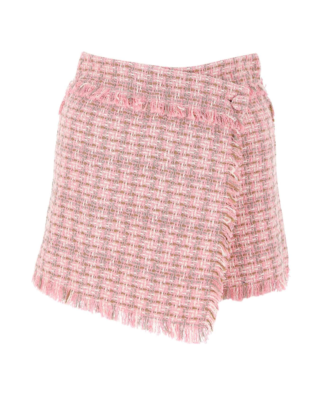 MSGM Multicolor Tweed Shorts - PINK