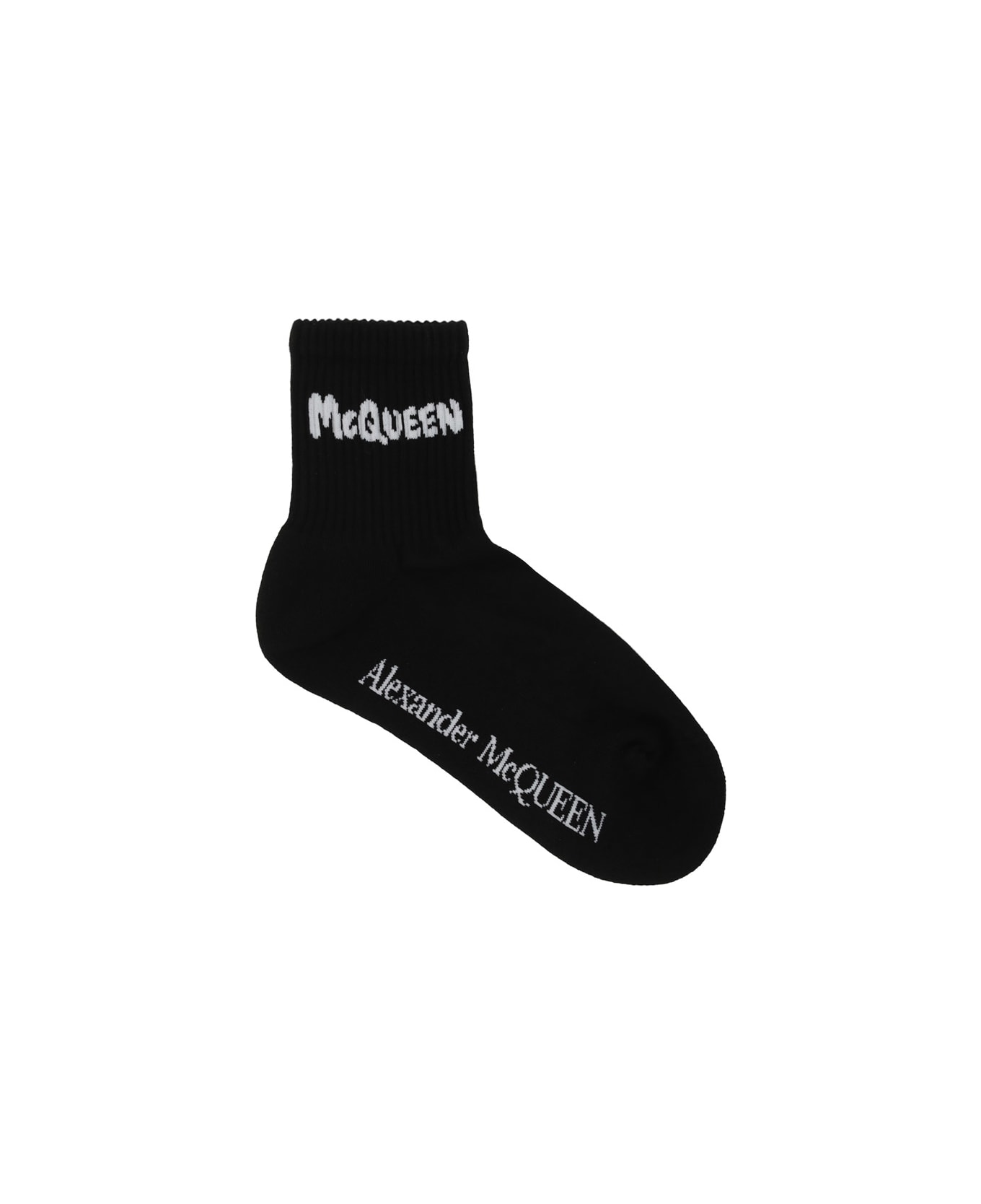 Alexander McQueen ruffle-detail Socks - Black/white