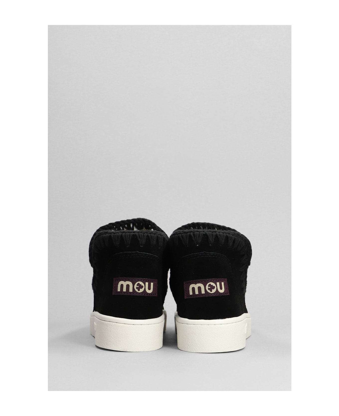 Mou Eskimo Sneaker Low Heels Ankle Boots In Black Suede - black