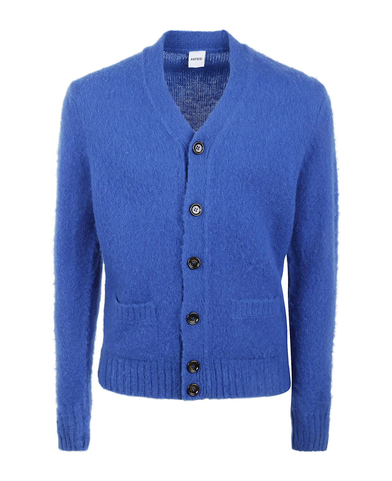 Aspesi Rib Trim Slim Buttoned Knit Cardigan - Blue