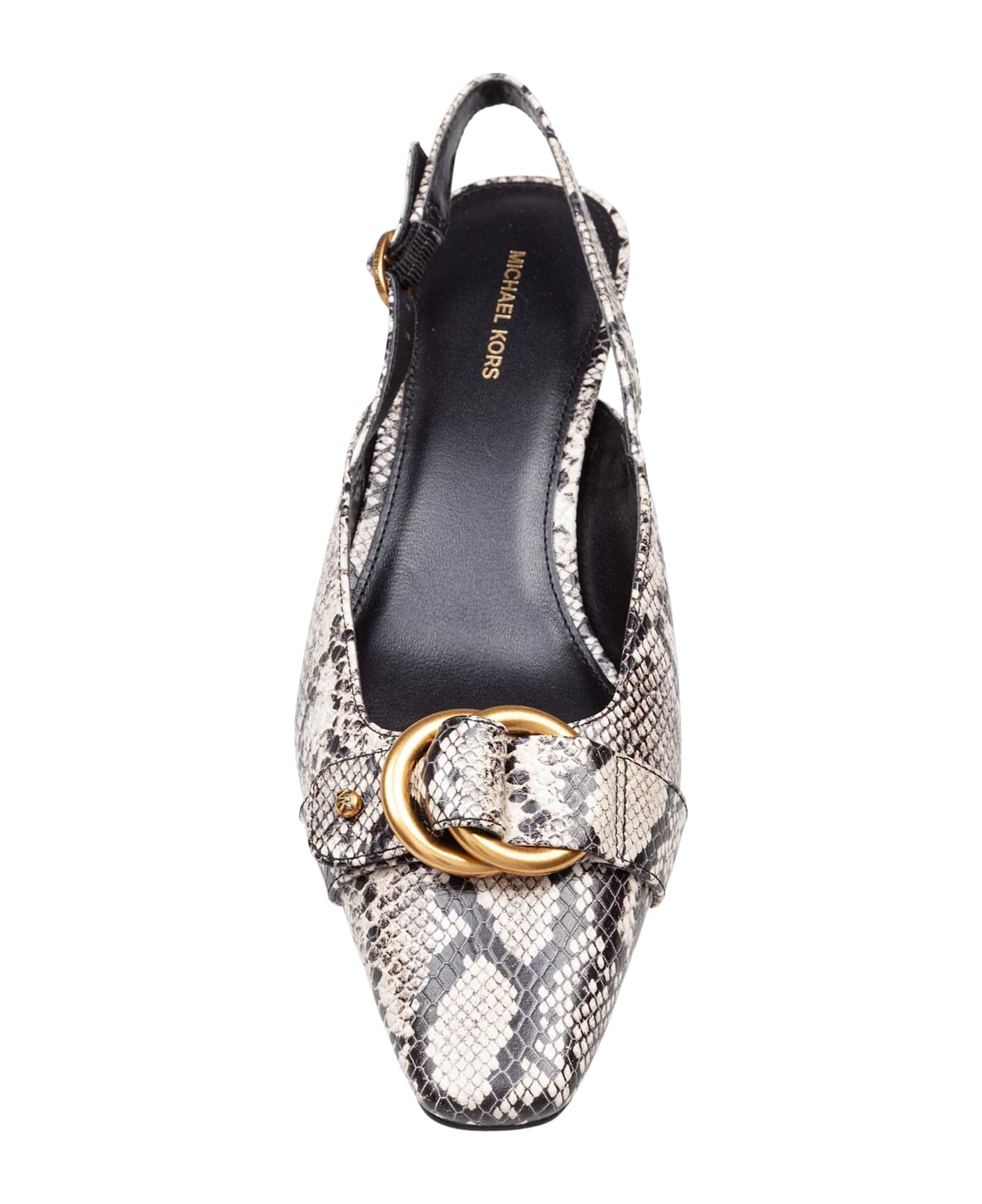 Michael Kors Jaden Kitten Slingbacks In Python-effect Leather - Natural