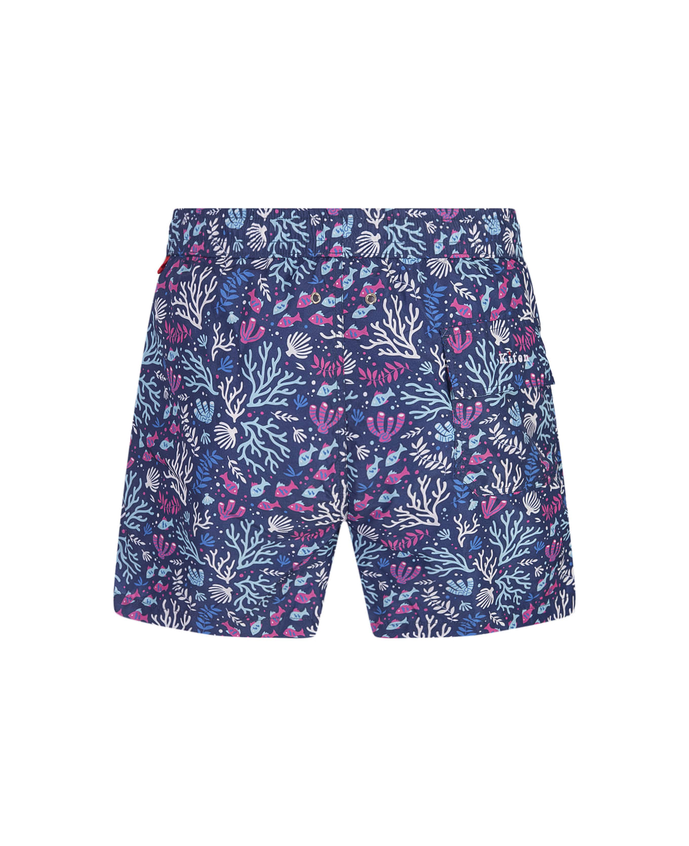 Kiton Blue Swim Shorts With Fish And Coral Pattern - Blue スイムトランクス
