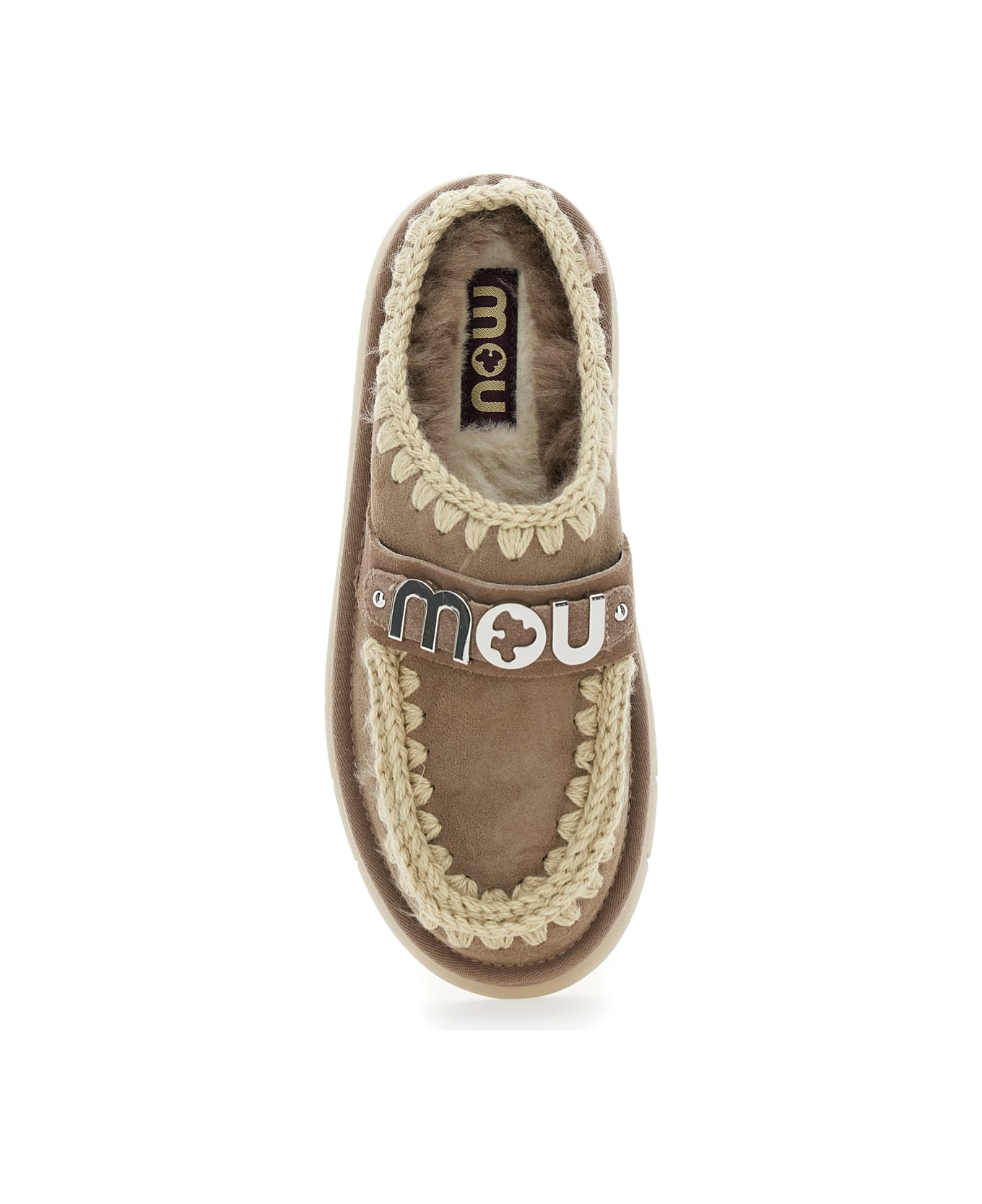 Mou 
bounce
 Brown Mules With Logo Lettering And Open Rear In Suede Woman - Gray