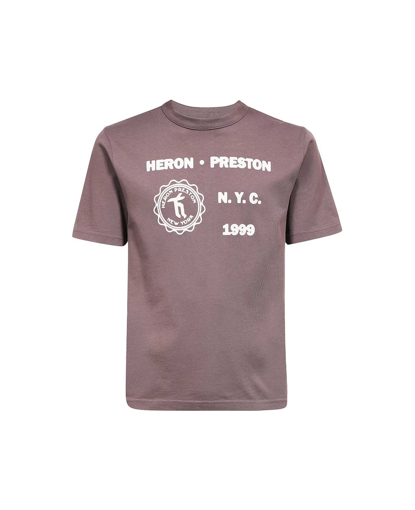 HERON PRESTON Printed Cotton T-shirt - brown