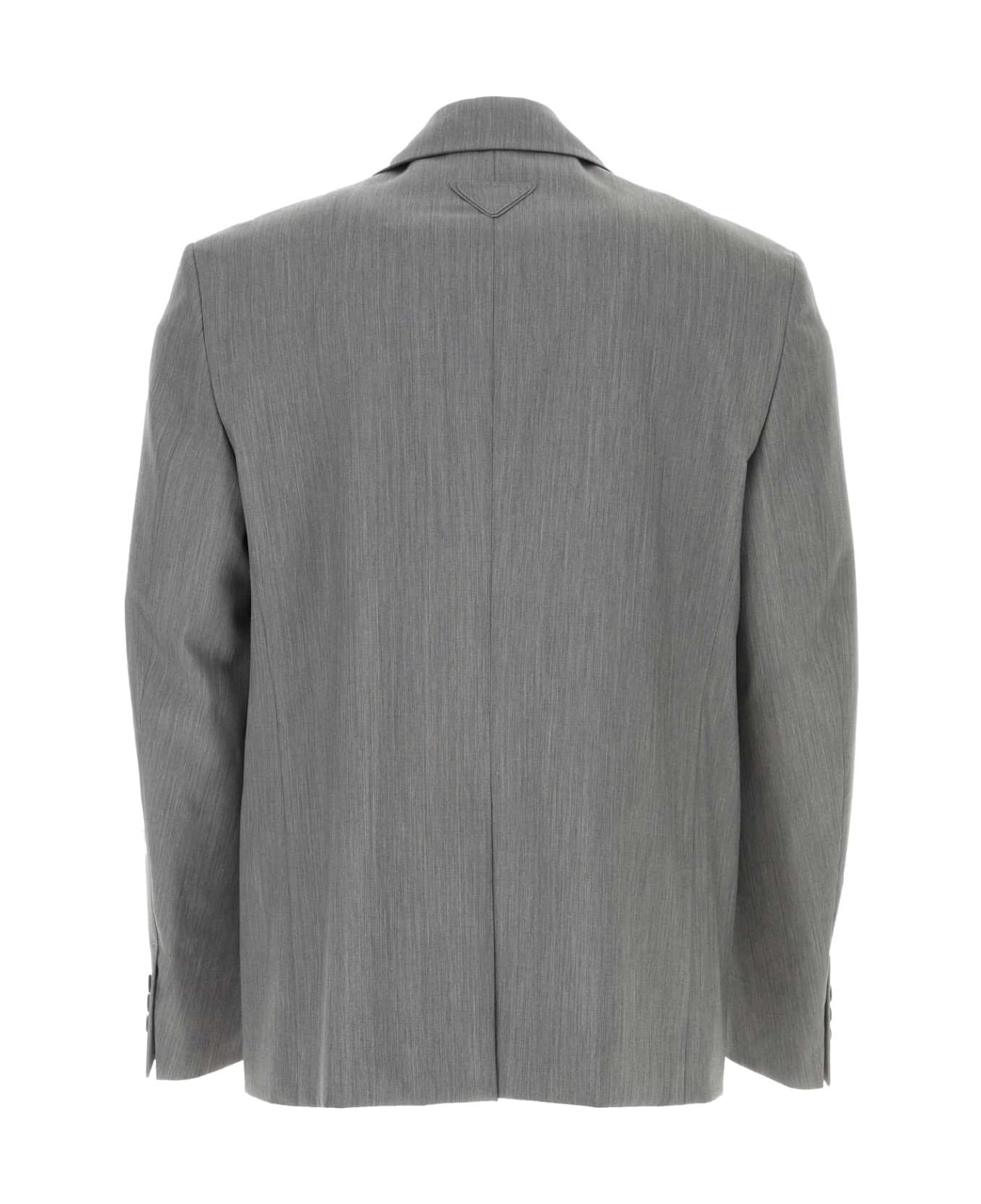 Prada Melange Grey Wool Blend Blazer - GRIGIO