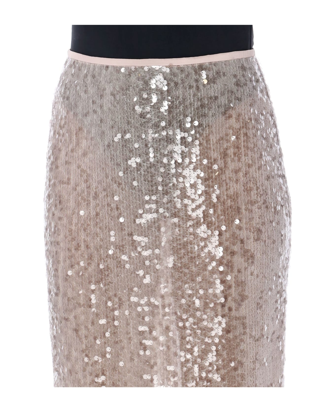 MSGM Sequins Midi Skirt - LIGHT GREY