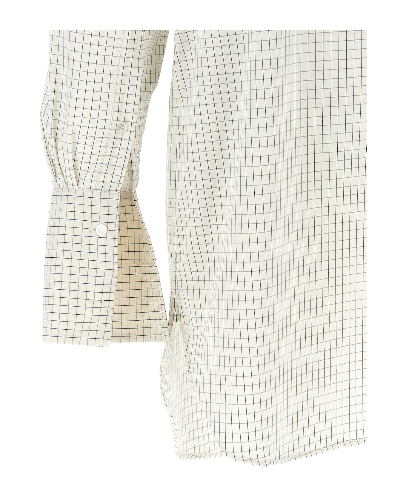 Dries Van Noten Grid Mock-neck Long Sleeved Shirt - WHITE