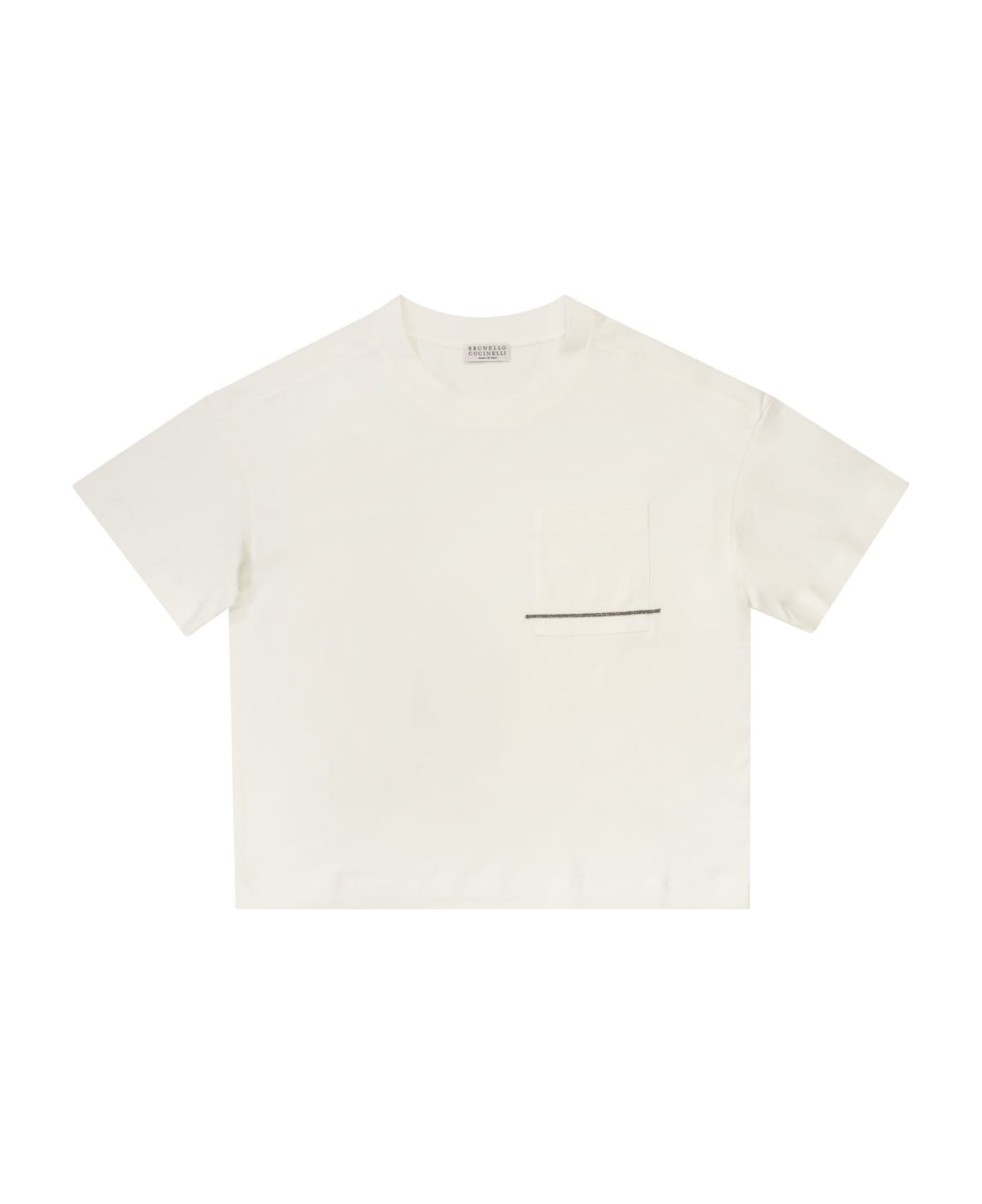 Brunello Cucinelli Light Cotton Jersey T-shirt With Breast Pocket And Necklace - White Tシャツ＆ポロシャツ