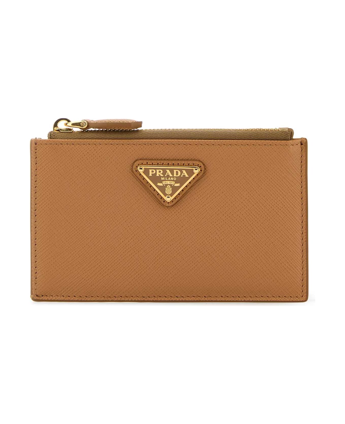 Prada Sand Leather Card Holder - NATURALE