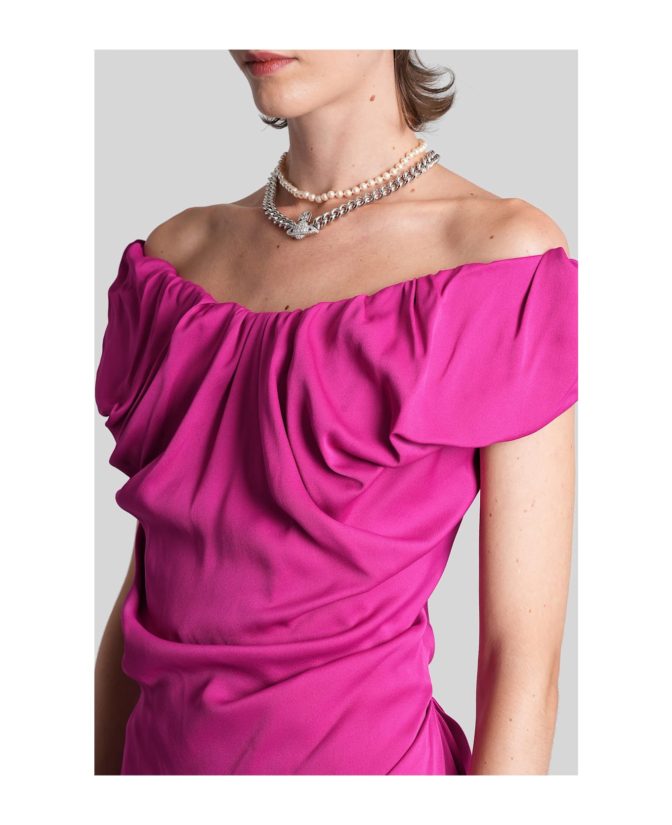 Vivienne Westwood Long Ginnie Long Dress In Fuxia Viscose - fuxia