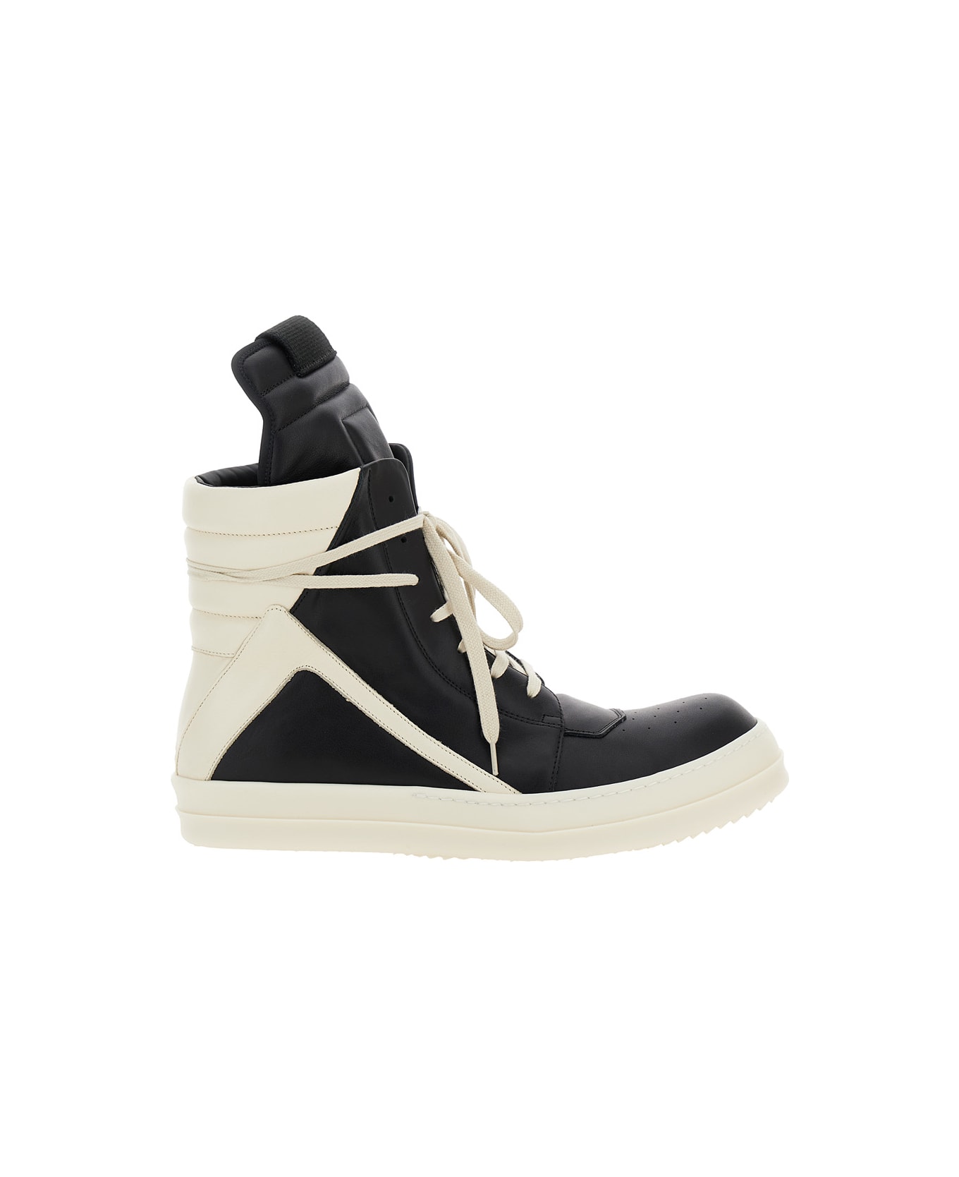 Rick Owens 'geo-basket' Black Anche White High-top Sneakers