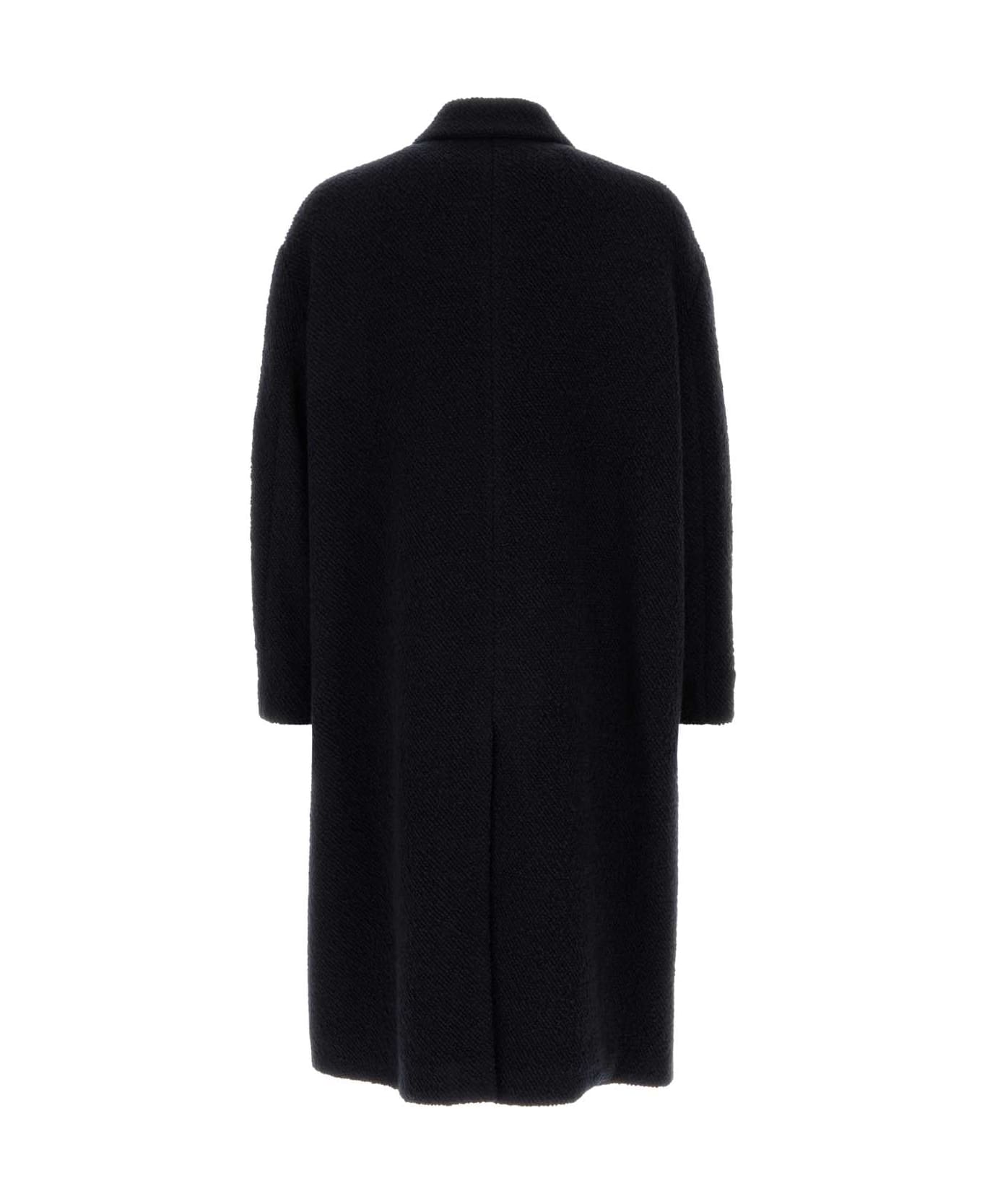 Giorgio Armani Dark Blue Wool Blend Coat - NAVY