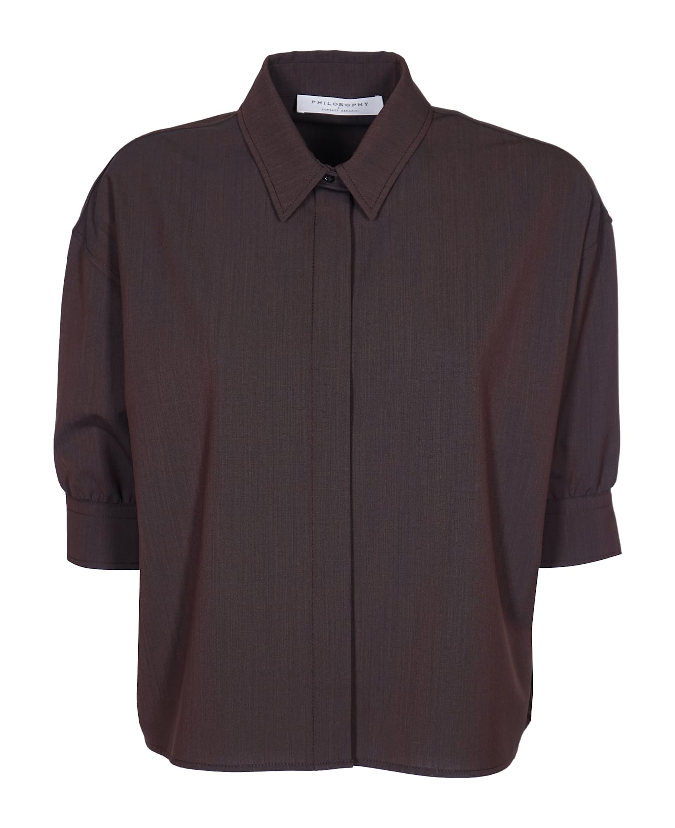 Philosophy di Lorenzo Serafini Short-sleeved Cropped Shirt - Brown