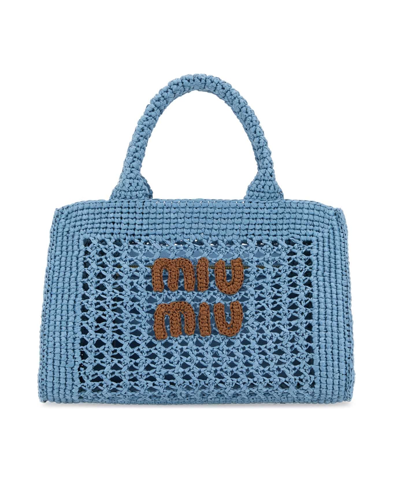 Miu Miu Light Blue Crochet Handbag - CELESTECOGNAC トートバッグ