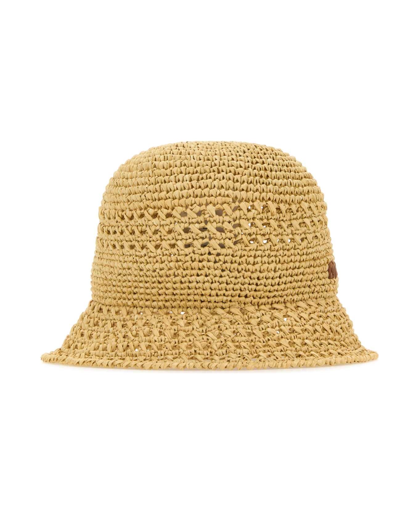 Miu Miu Raffia Bucket Hat - NATURALECOGNAC