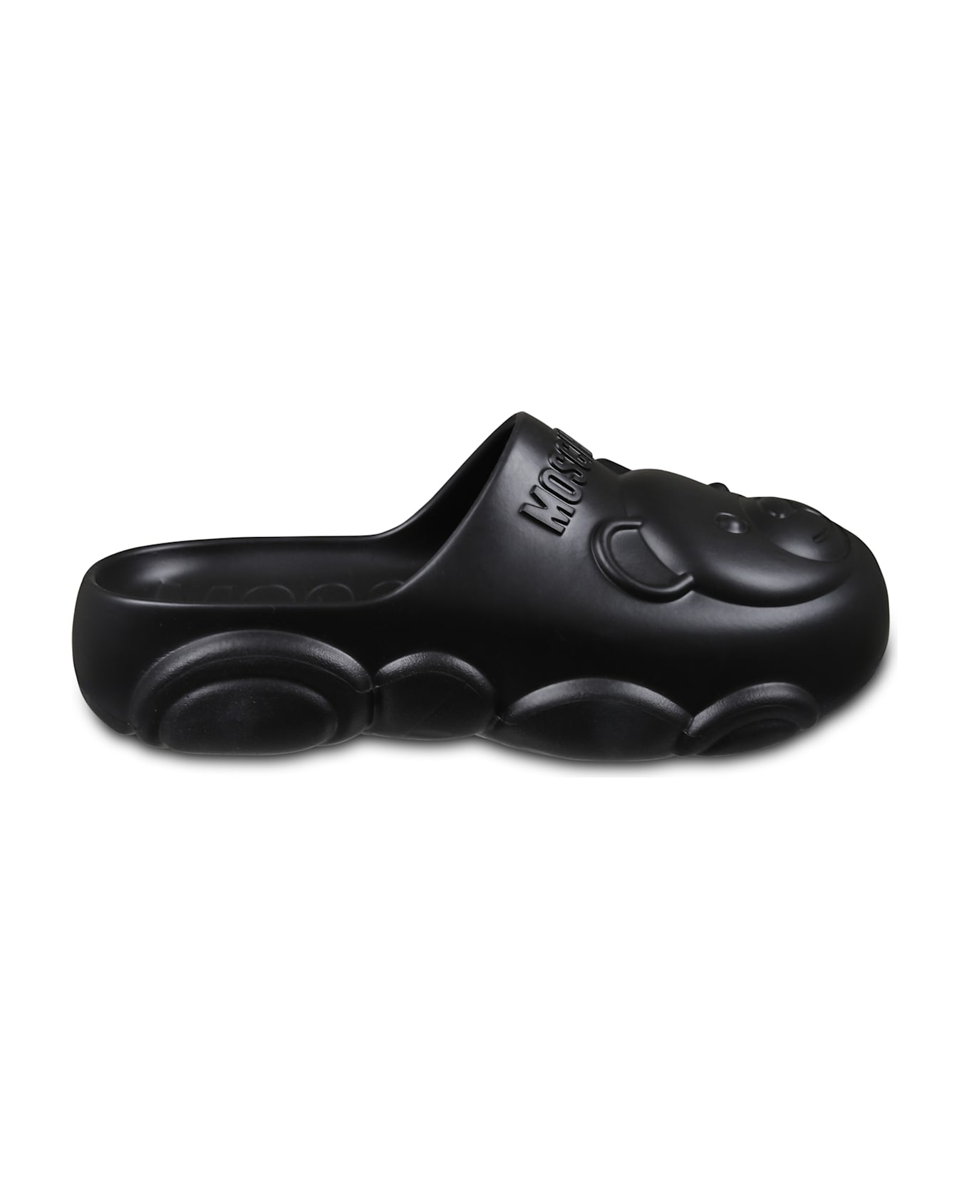 Moschino Black Mules For Kids With Teddy Bear - Black
