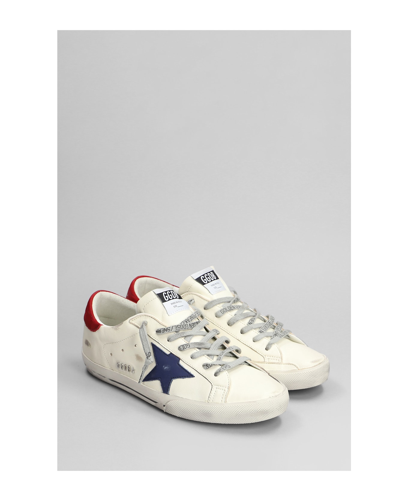 Golden Goose White Leather Snekaer - White/blue/red