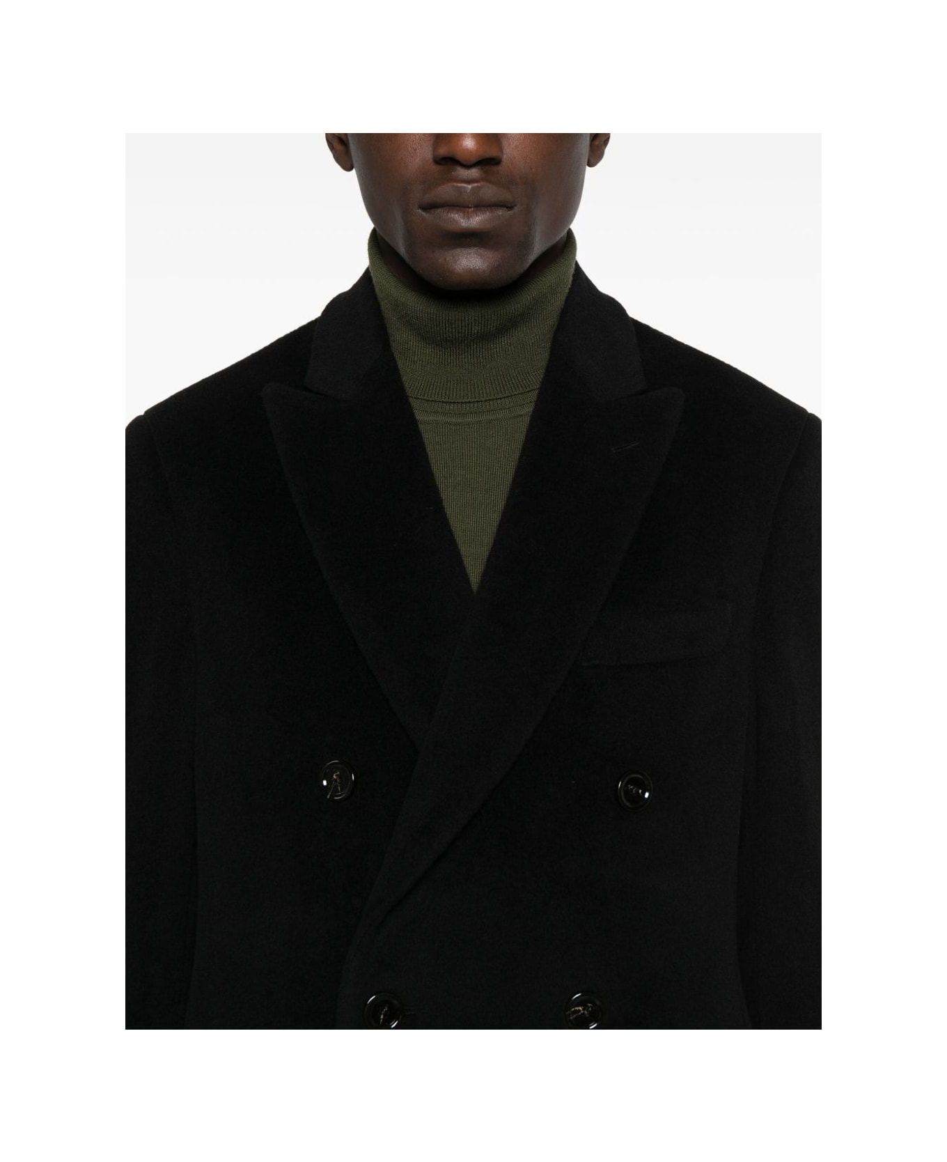 Lardini Double-breasted Coat - Black