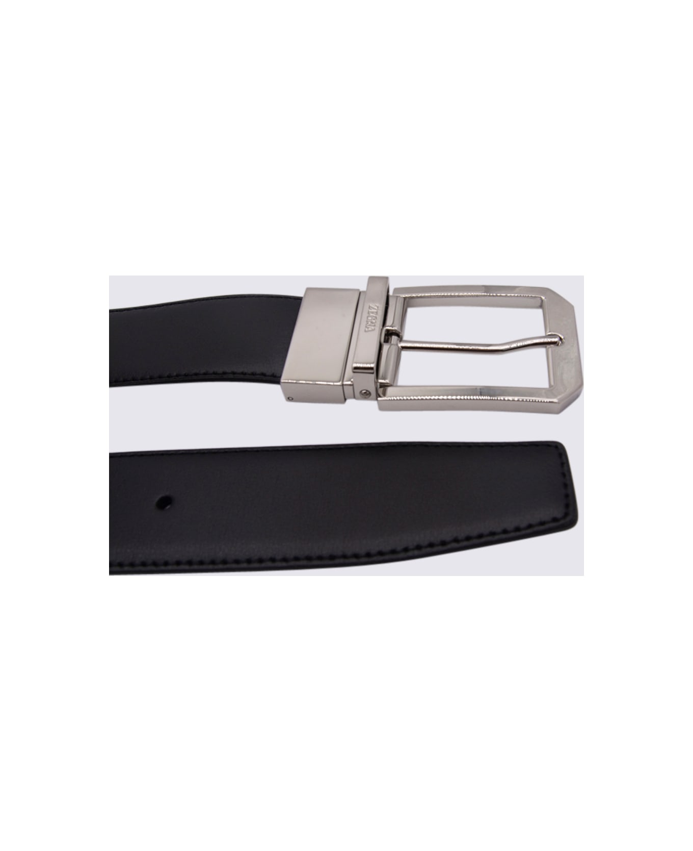 Zegna Black Leather Belt - Black