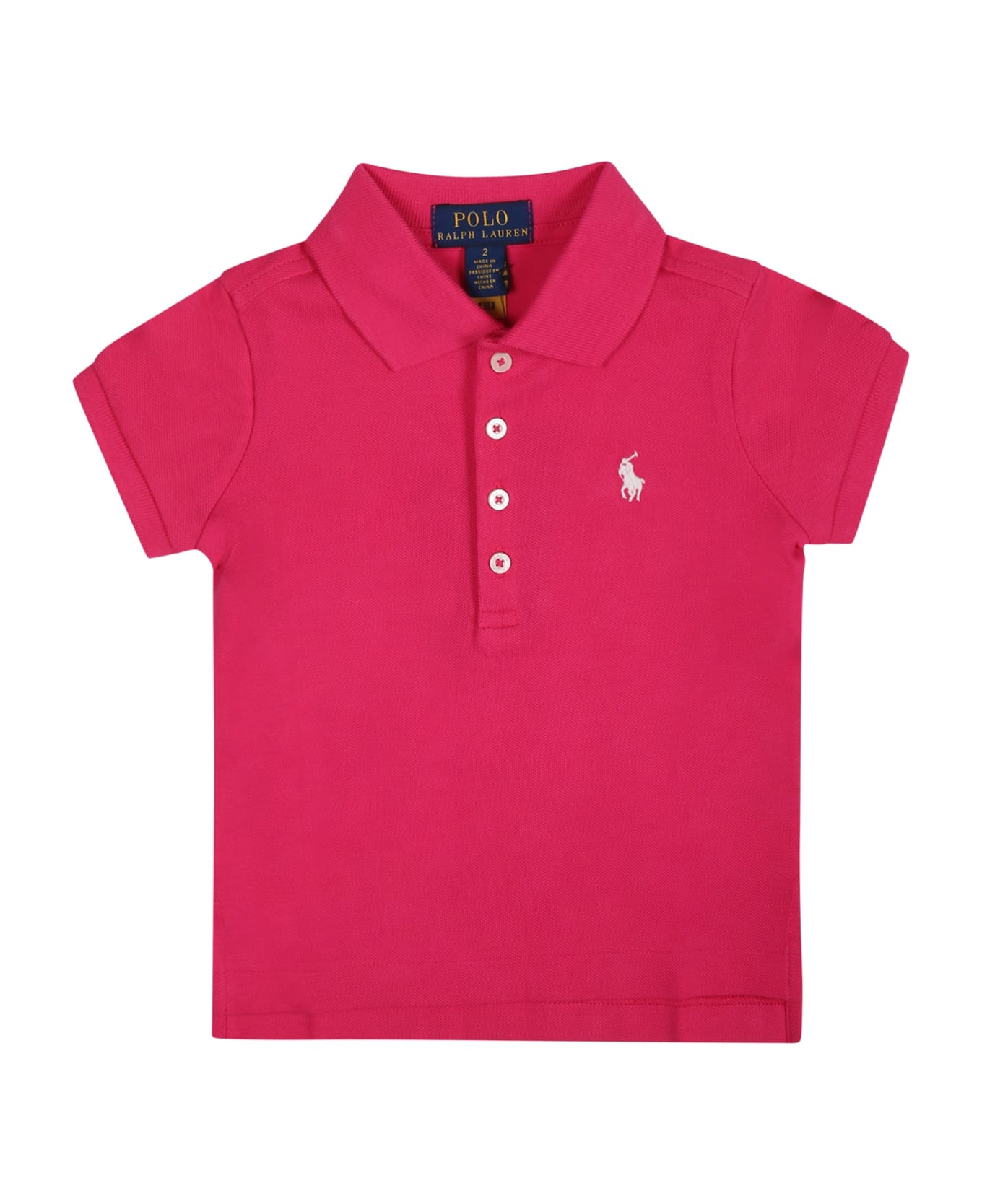 Ralph Lauren Fuchsia Polo For Baby Girl With Pony - Fuchsia Tシャツ＆ポロシャツ