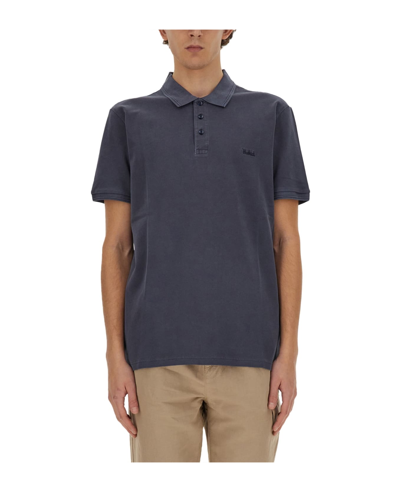 Woolrich Polo With Logo - MELTON BLUE