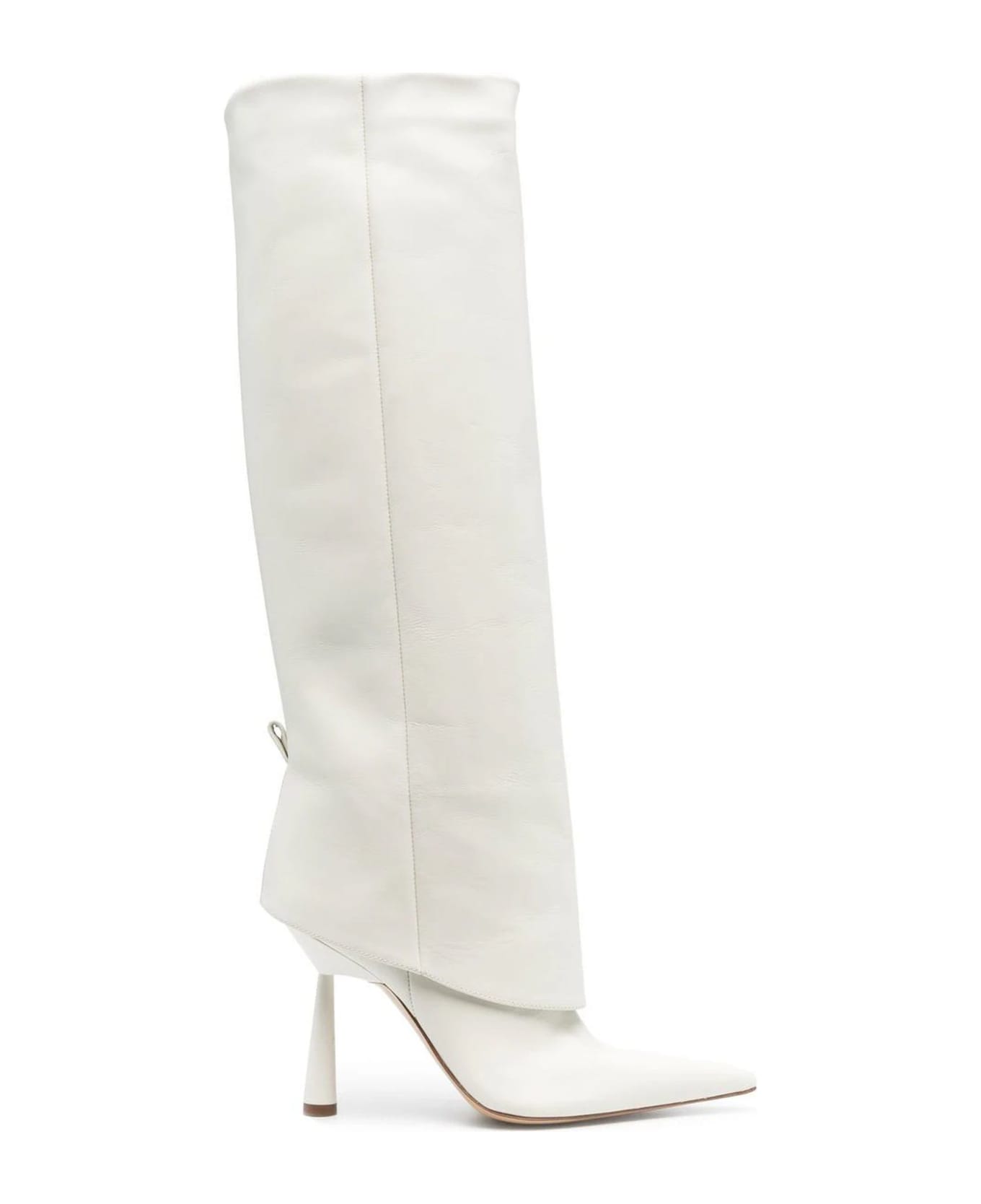 GIA BORGHINI White Rosie Calf Leather Boots - White ブーツ