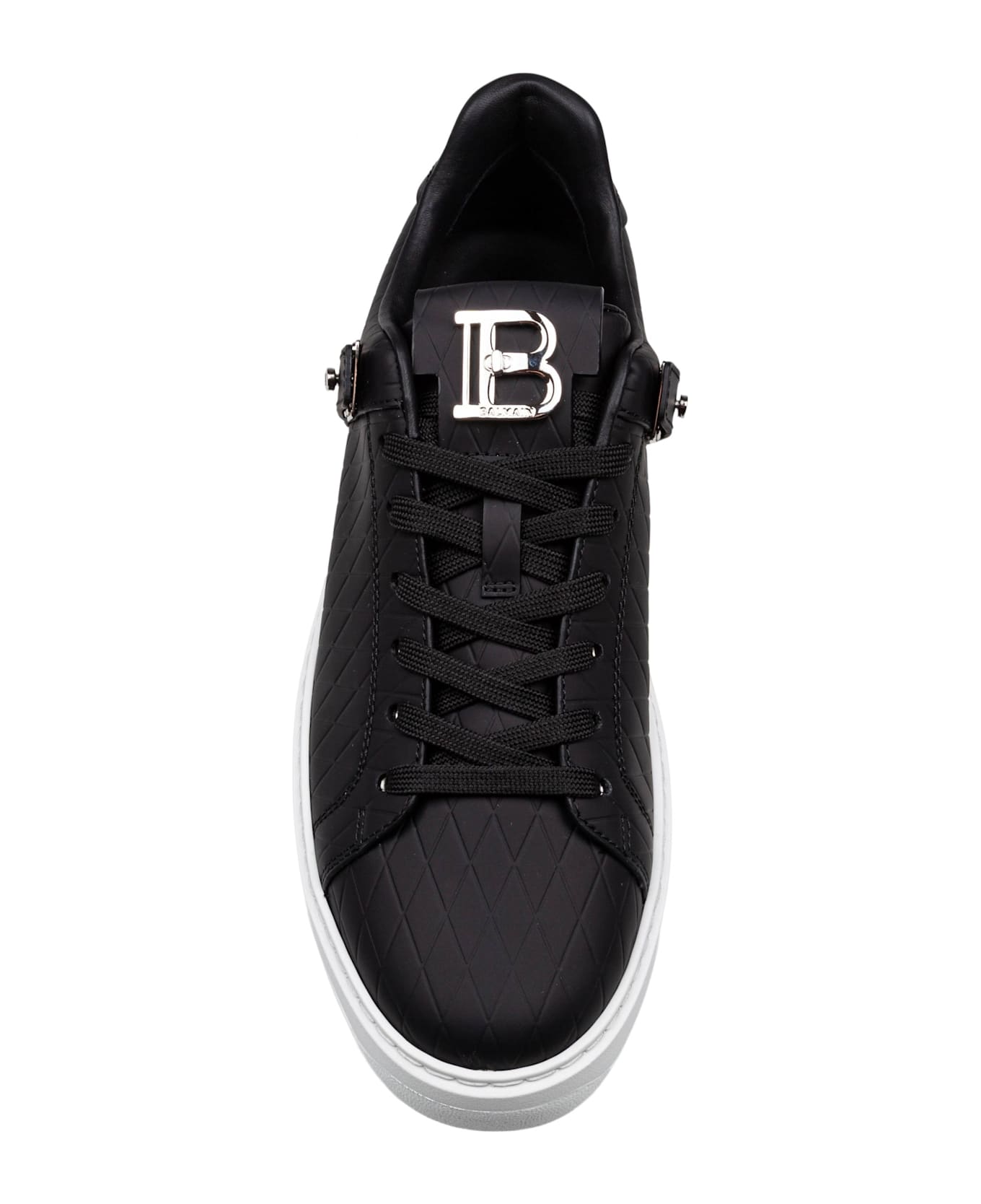Balmain B-court Sneakers In Black Leather - Noir/Blanc