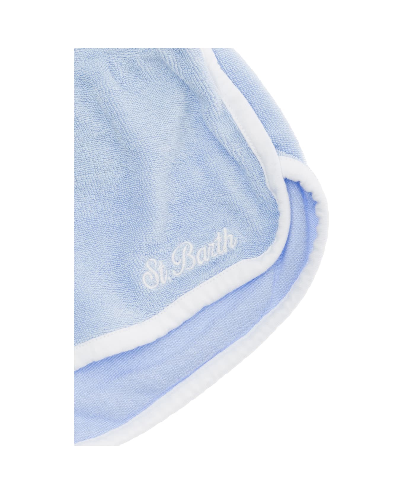 MC2 Saint Barth Light Blue Shorts With Logo Lettering Embroidery In Cotton Blend Boy - Light blue