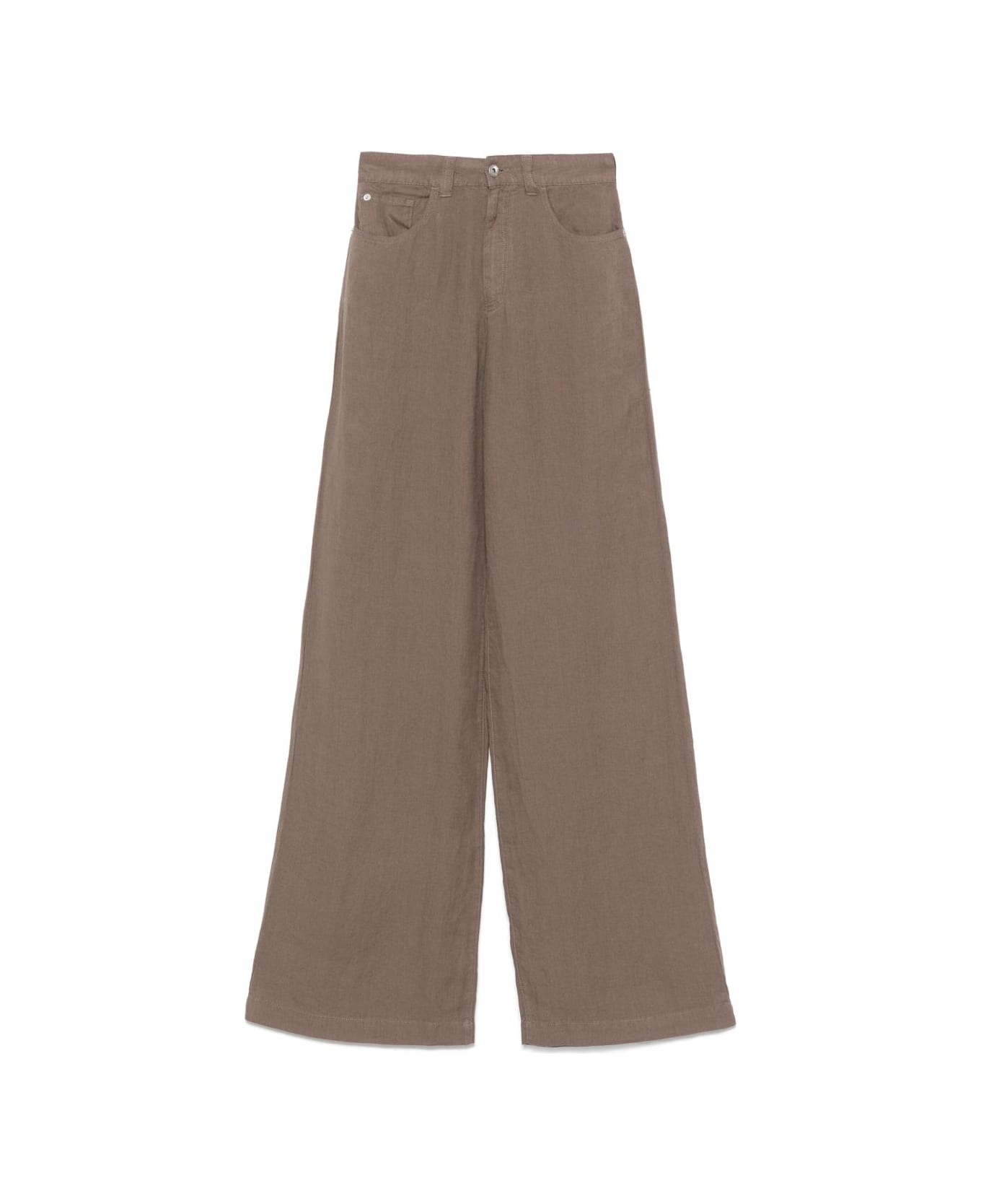 Emporio Armani Wide-leg Linen Trousers - Brown